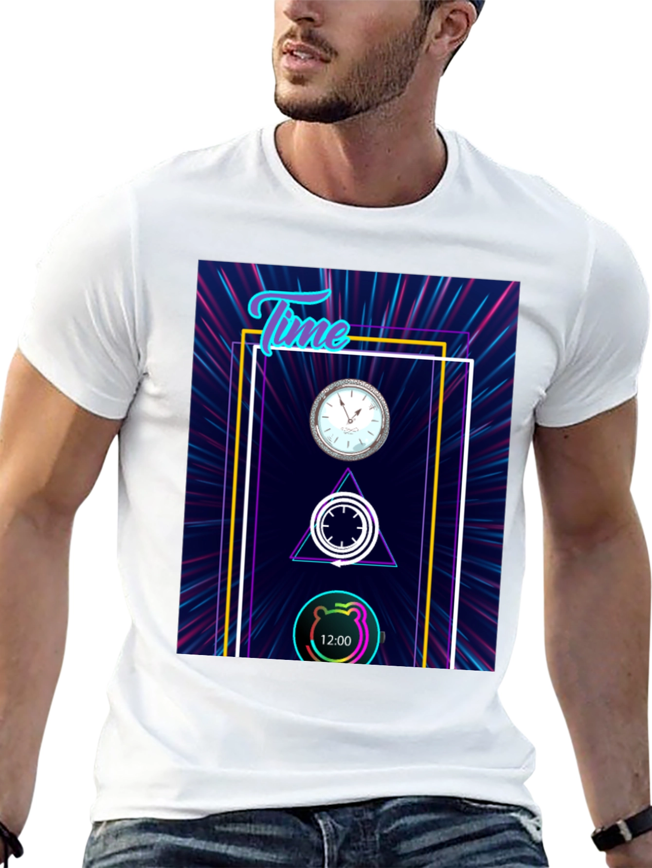 Time Flies Graphic Tee - Unique Neon Design