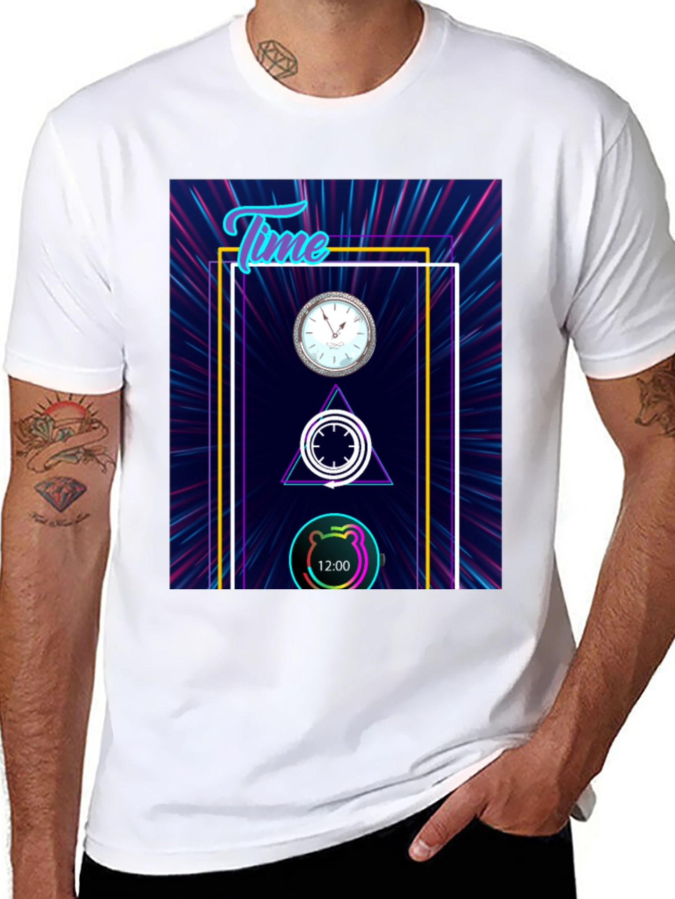 Time Flies Graphic Tee - Unique Neon Design