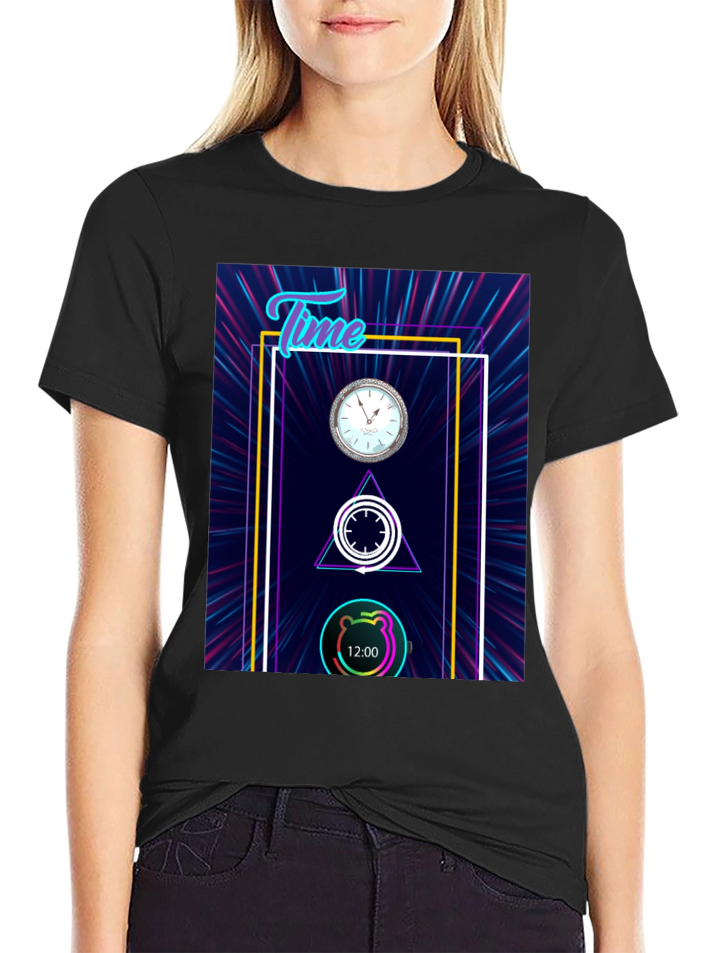 Time Flies Graphic Tee - Unique Neon Design