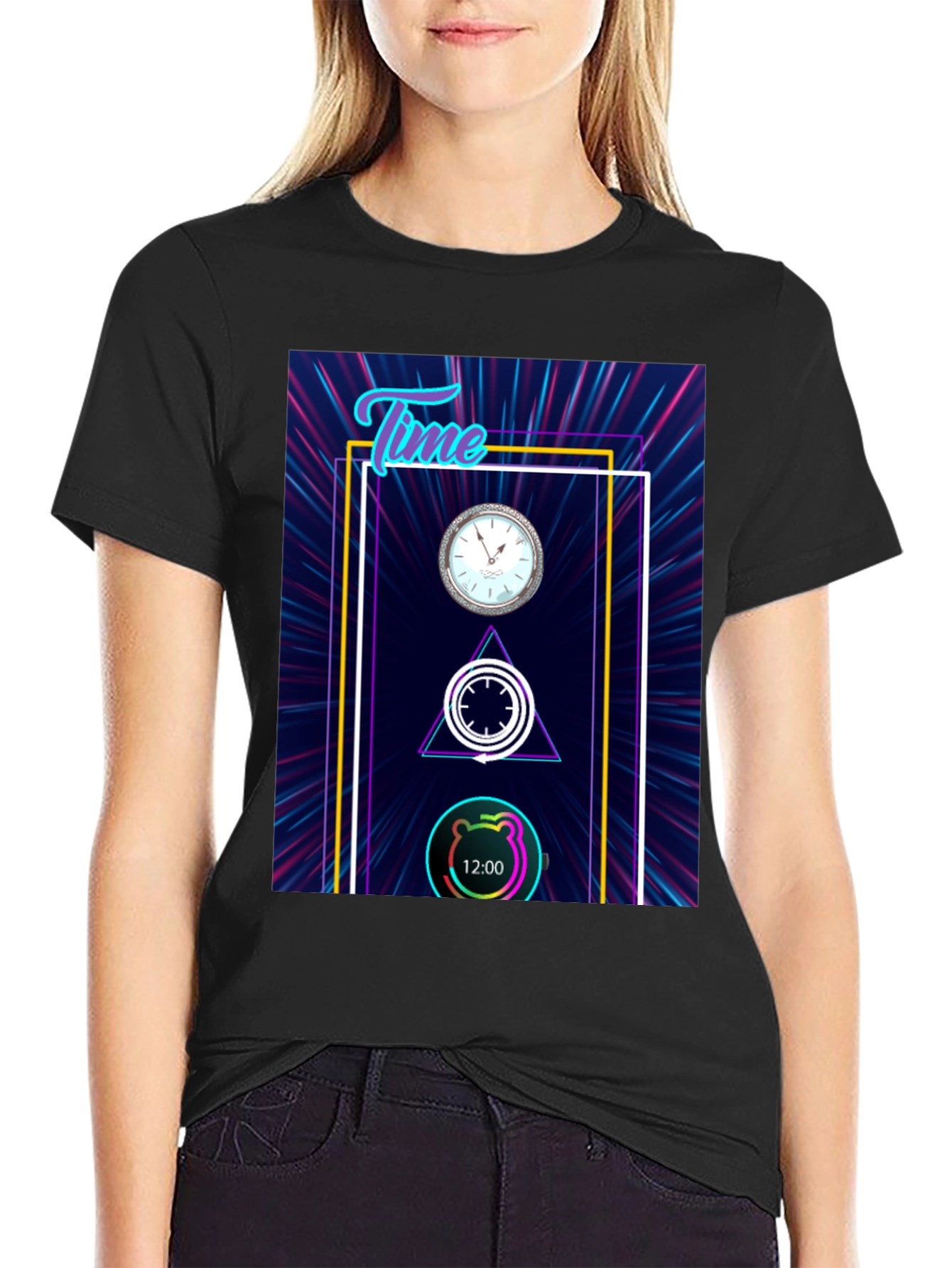 Time Flies Graphic Tee - Unique Neon Design