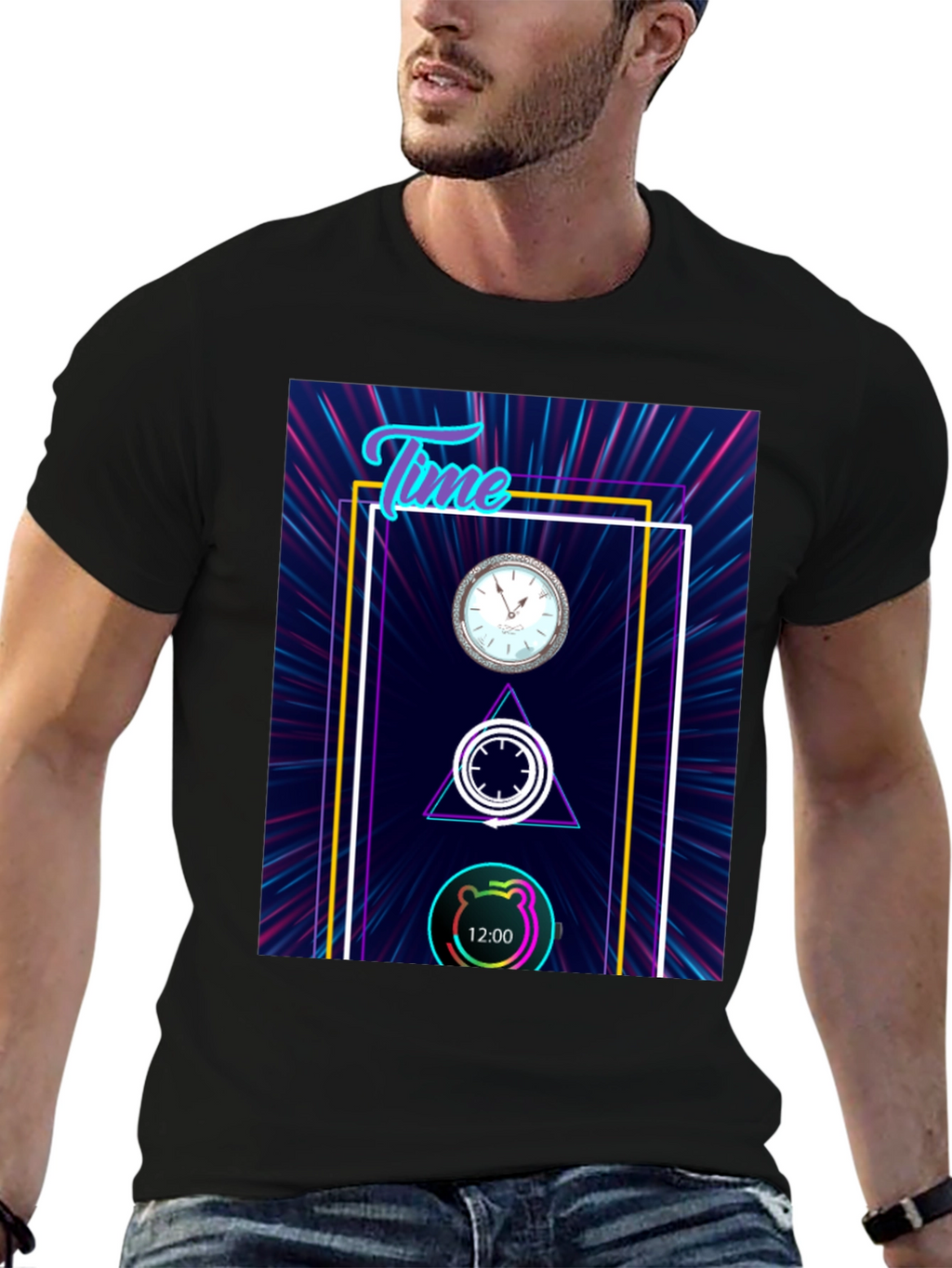 Time Flies Graphic Tee - Unique Neon Design