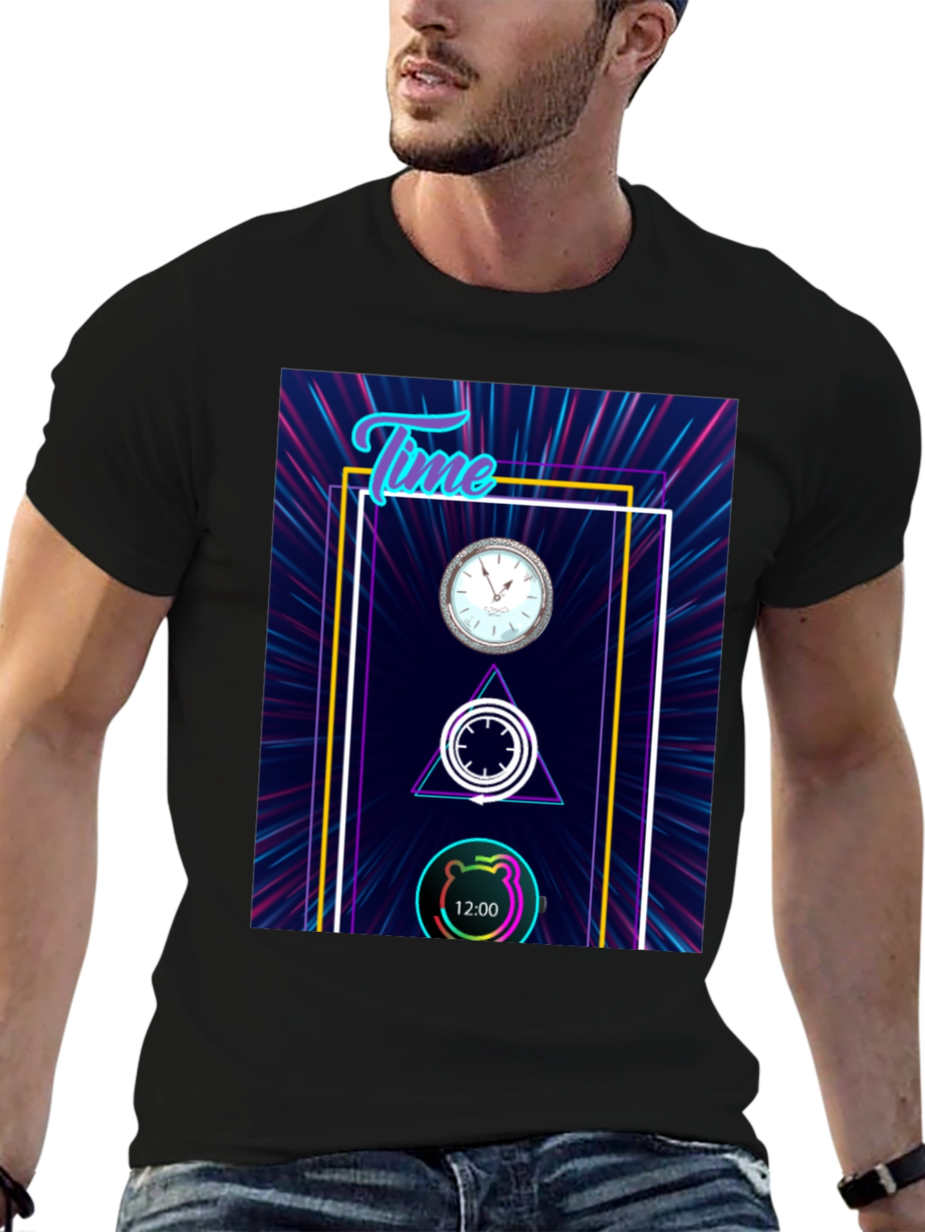 Time Flies Graphic Tee - Unique Neon Design