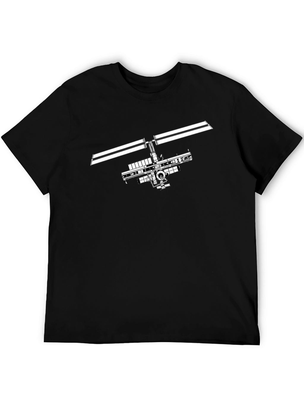 Space Station Graphic Tee - Modern Black T-Shirt