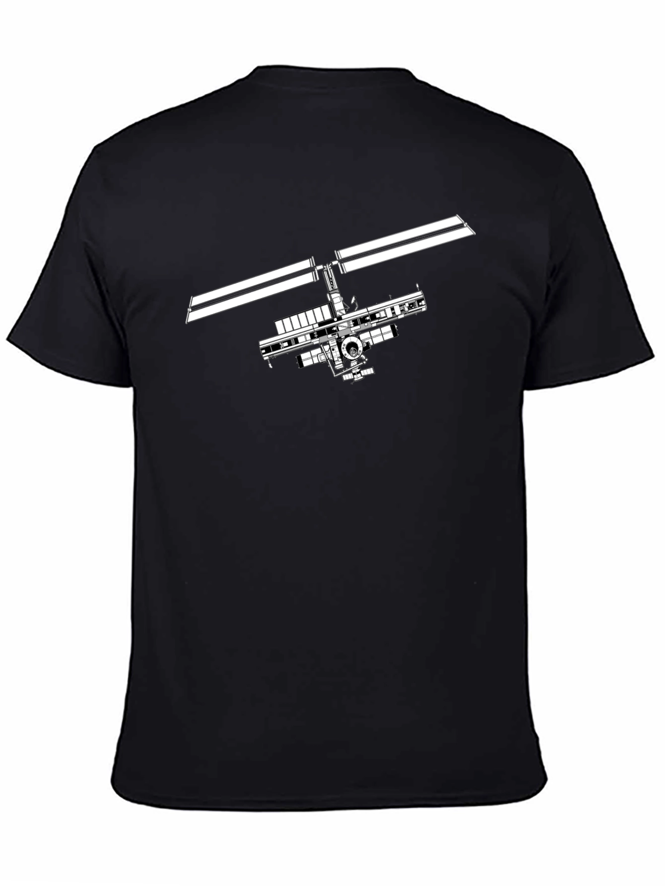 Space Station Graphic Tee - Modern Black T-Shirt