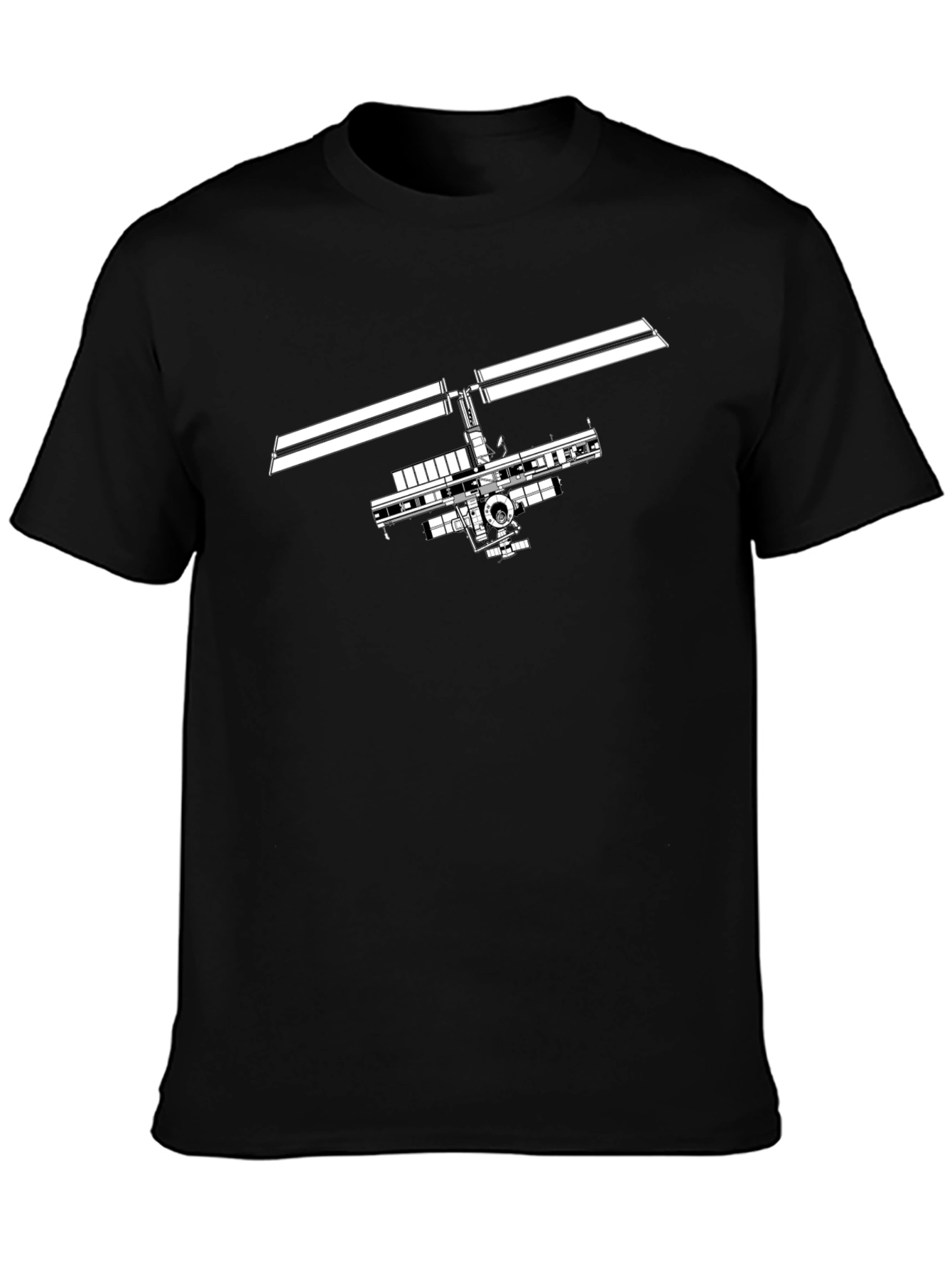 Space Station Graphic Tee - Modern Black T-Shirt