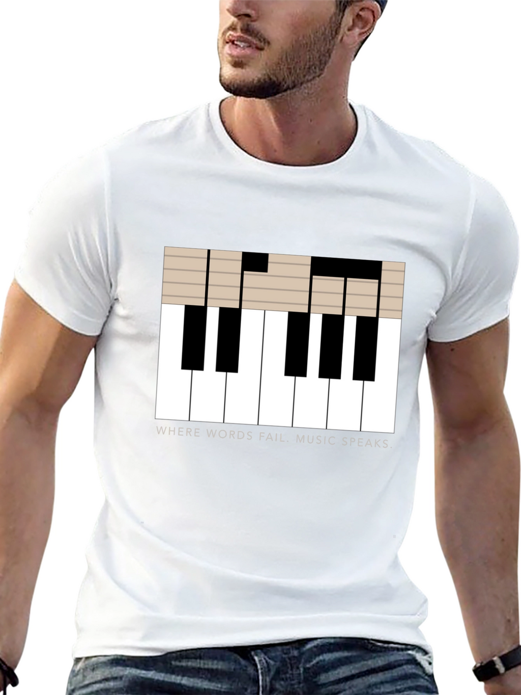 Music Speaks T-Shirt - Piano Key Design