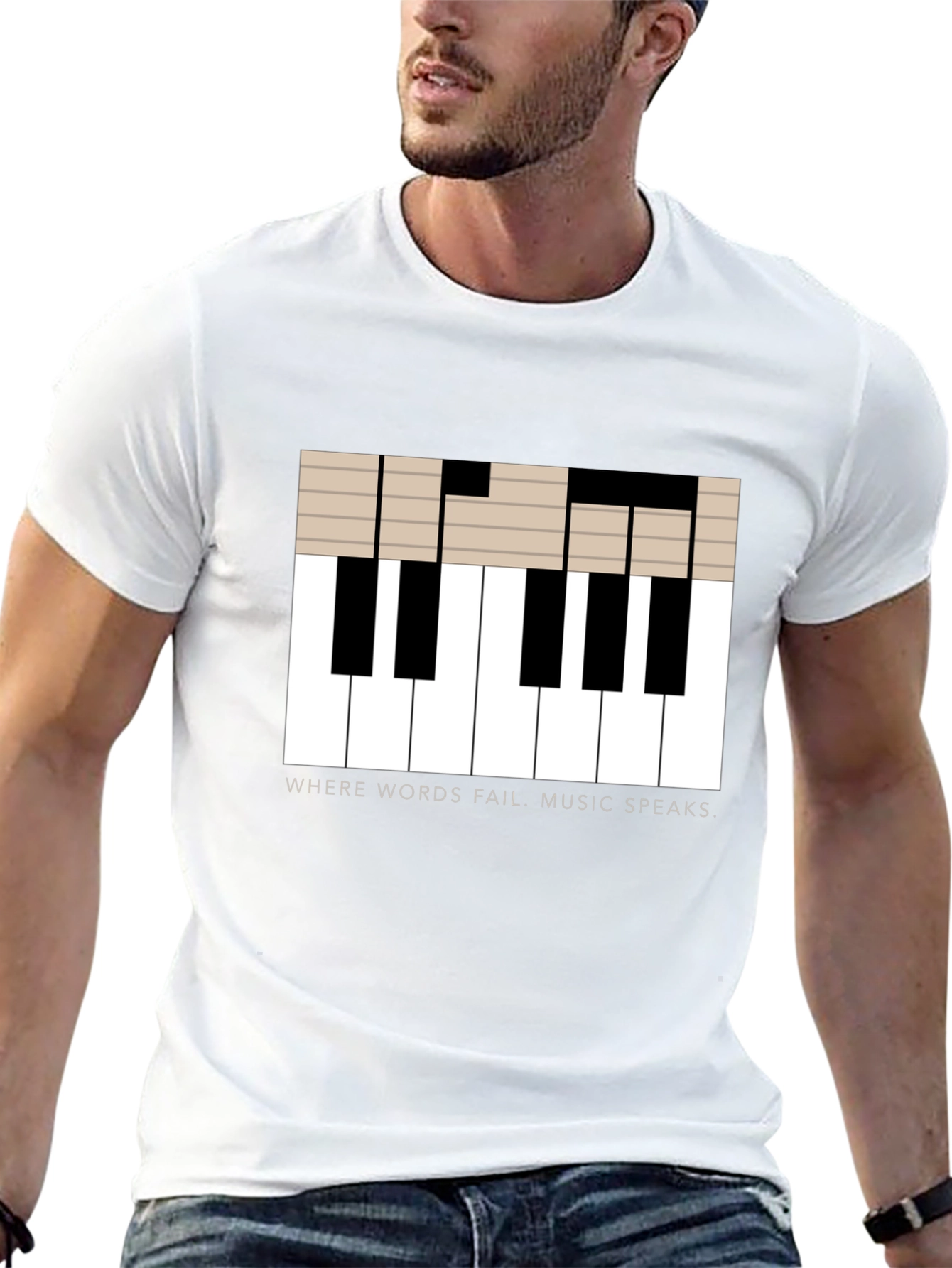 Music Speaks T-Shirt - Piano Key Design