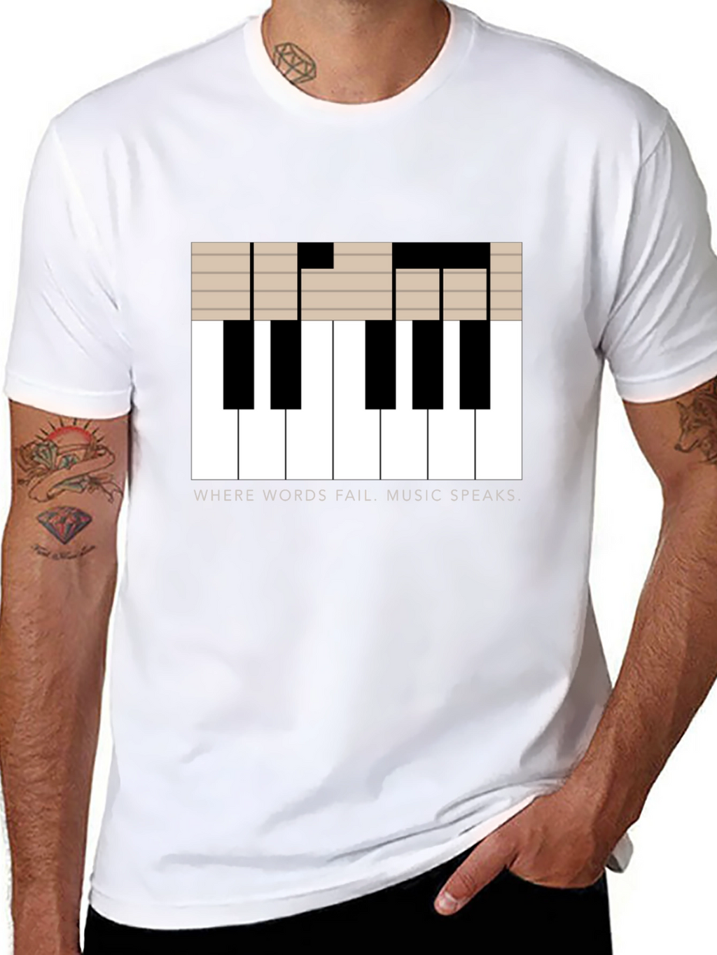 Music Speaks T-Shirt - Piano Key Design