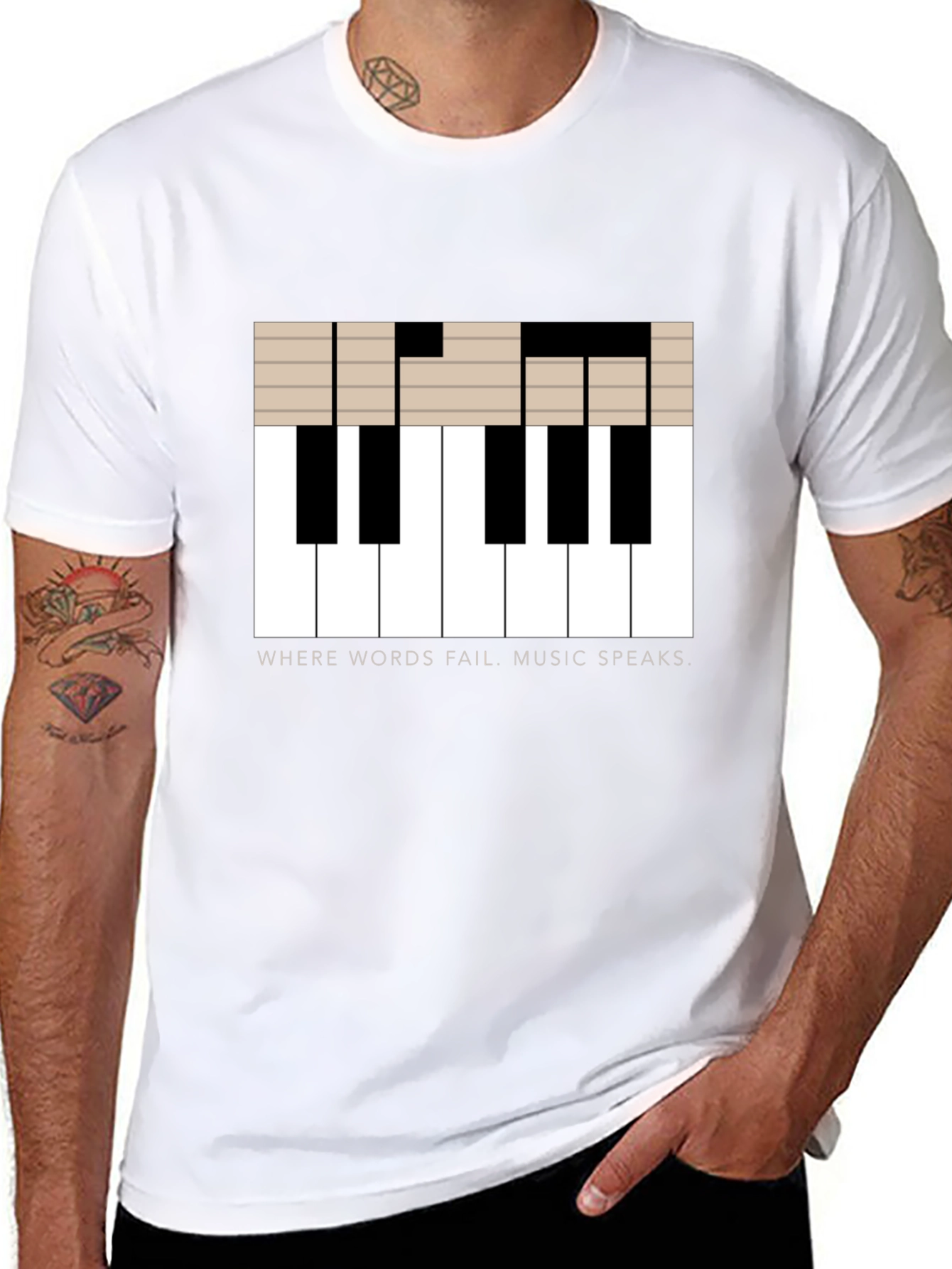 Music Speaks T-Shirt - Piano Key Design