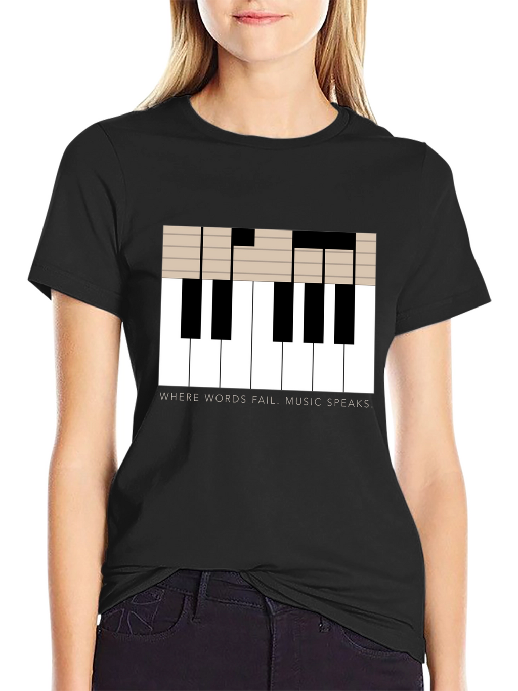 Music Speaks T-Shirt - Piano Key Design