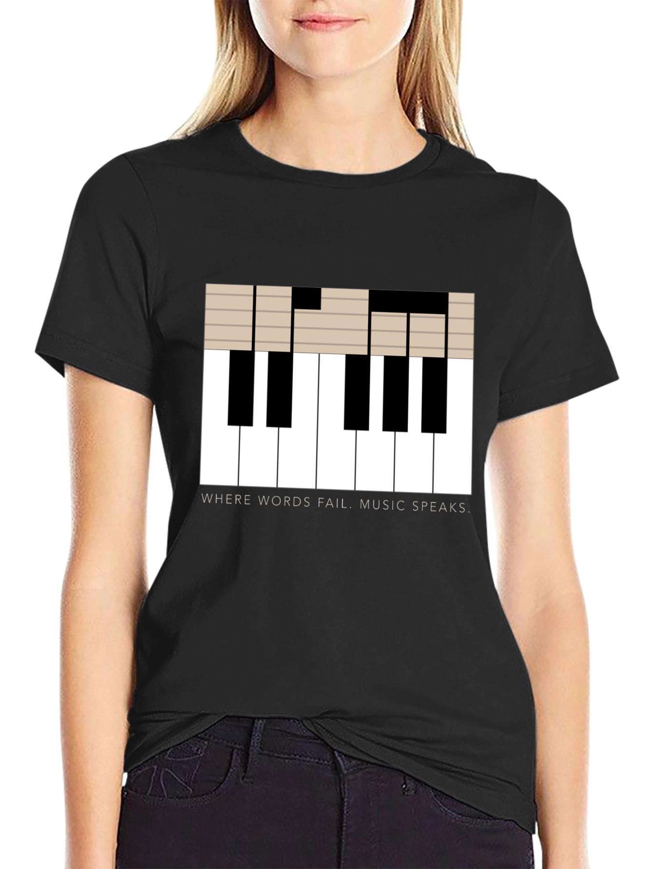 Music Speaks T-Shirt - Piano Key Design