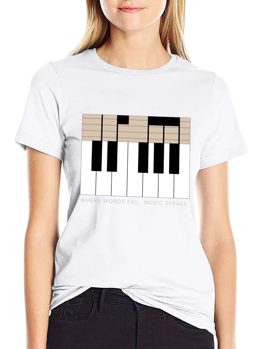 Music Speaks T-Shirt - Piano Key Design