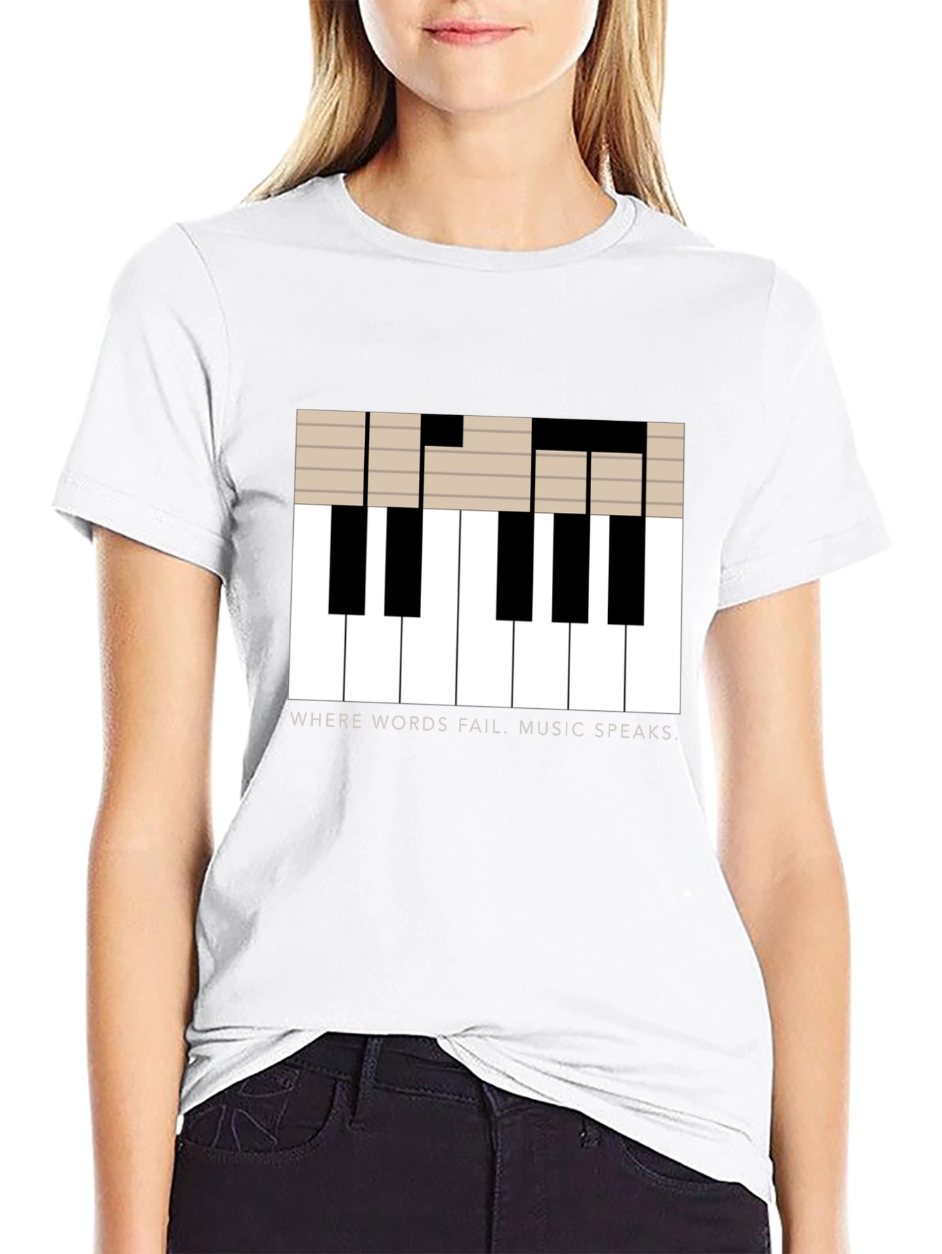 Music Speaks T-Shirt - Piano Key Design