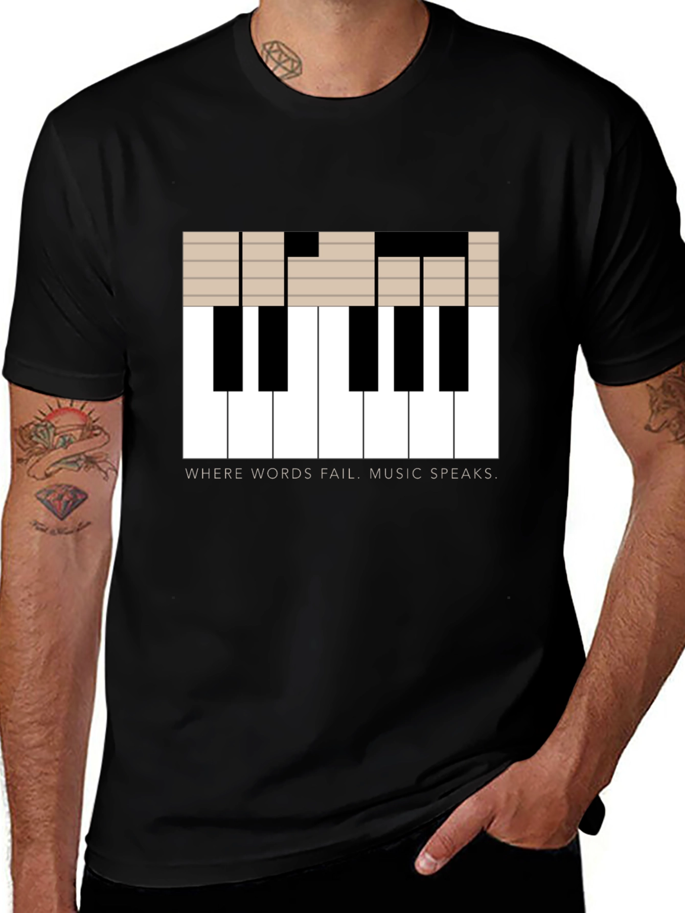 Music Speaks T-Shirt - Piano Key Design