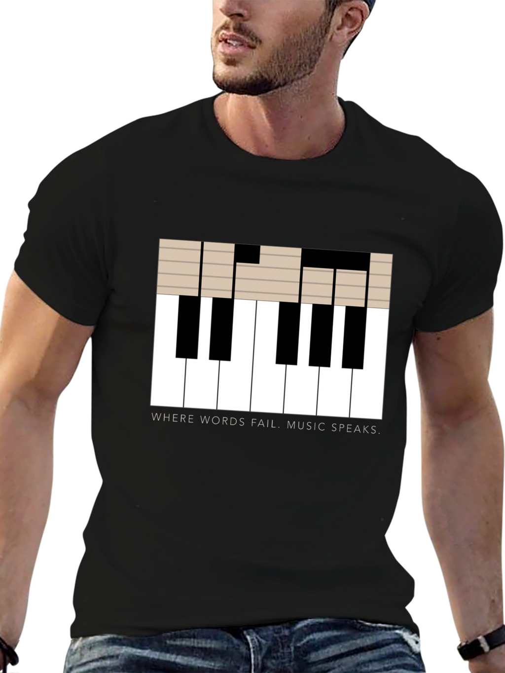Music Speaks T-Shirt - Piano Key Design