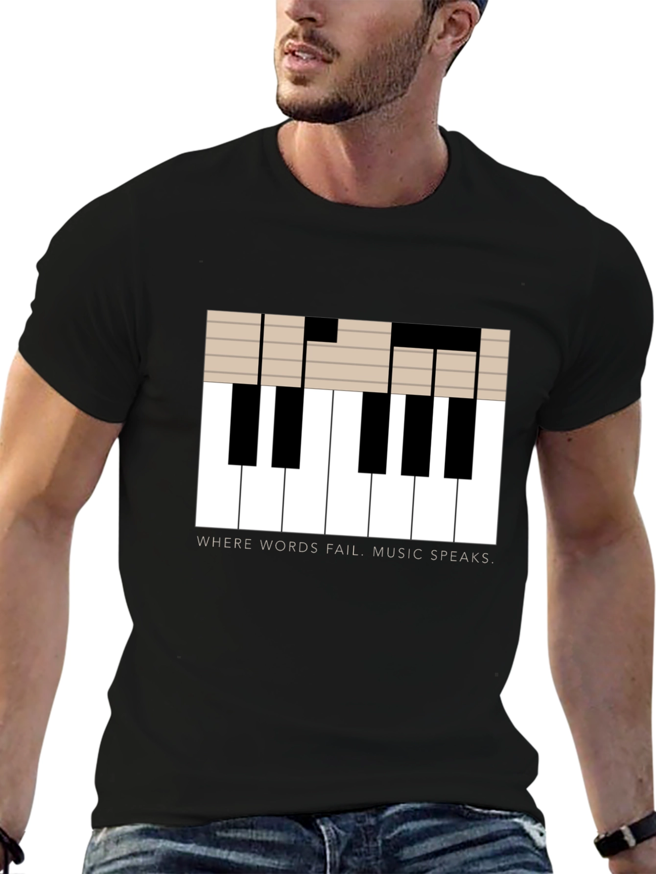 Music Speaks T-Shirt - Piano Key Design