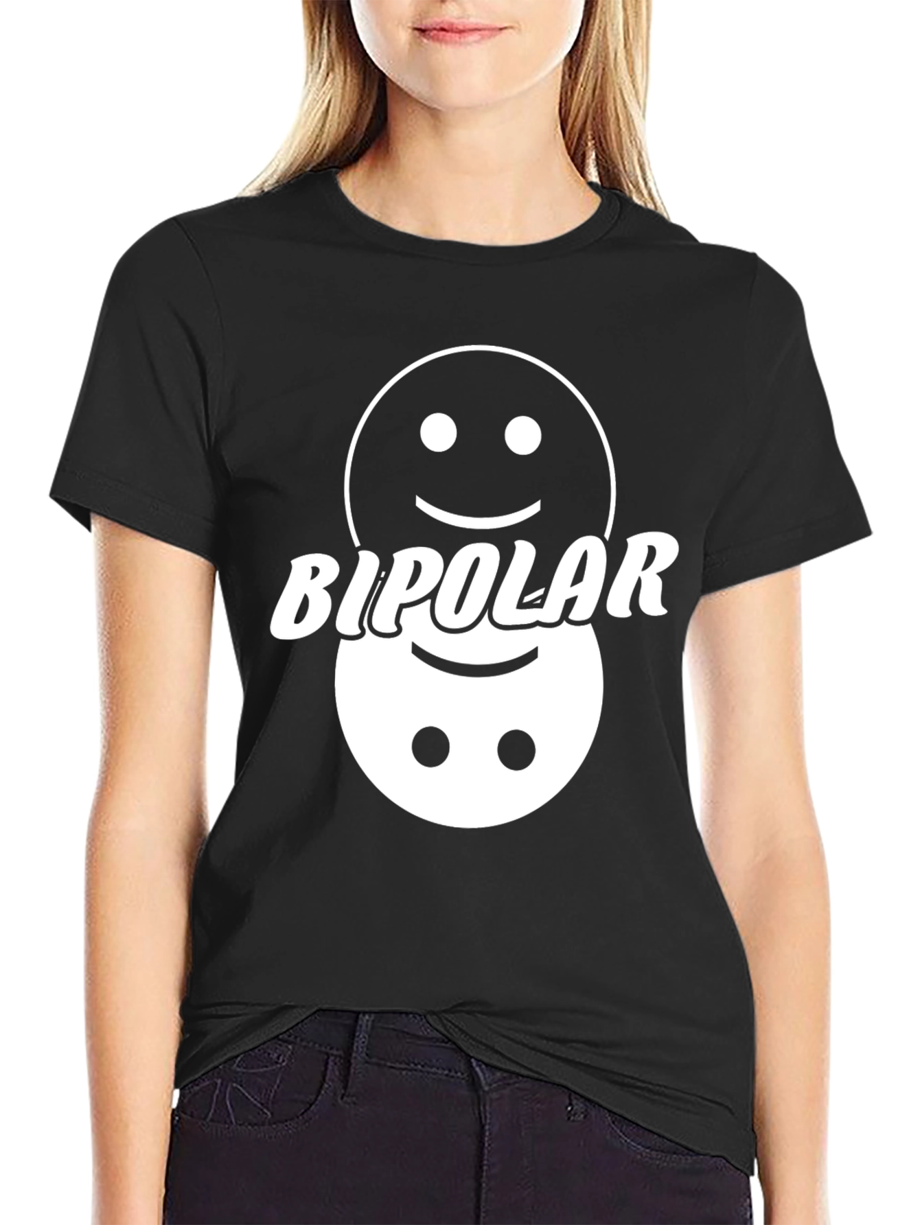 Bipolar Smiley Face Graphic Tee - Mens Funny T-Shirt