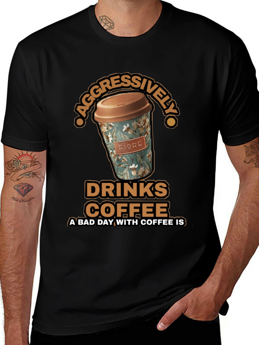 Aggressively Drinks Coffee T-Shirt