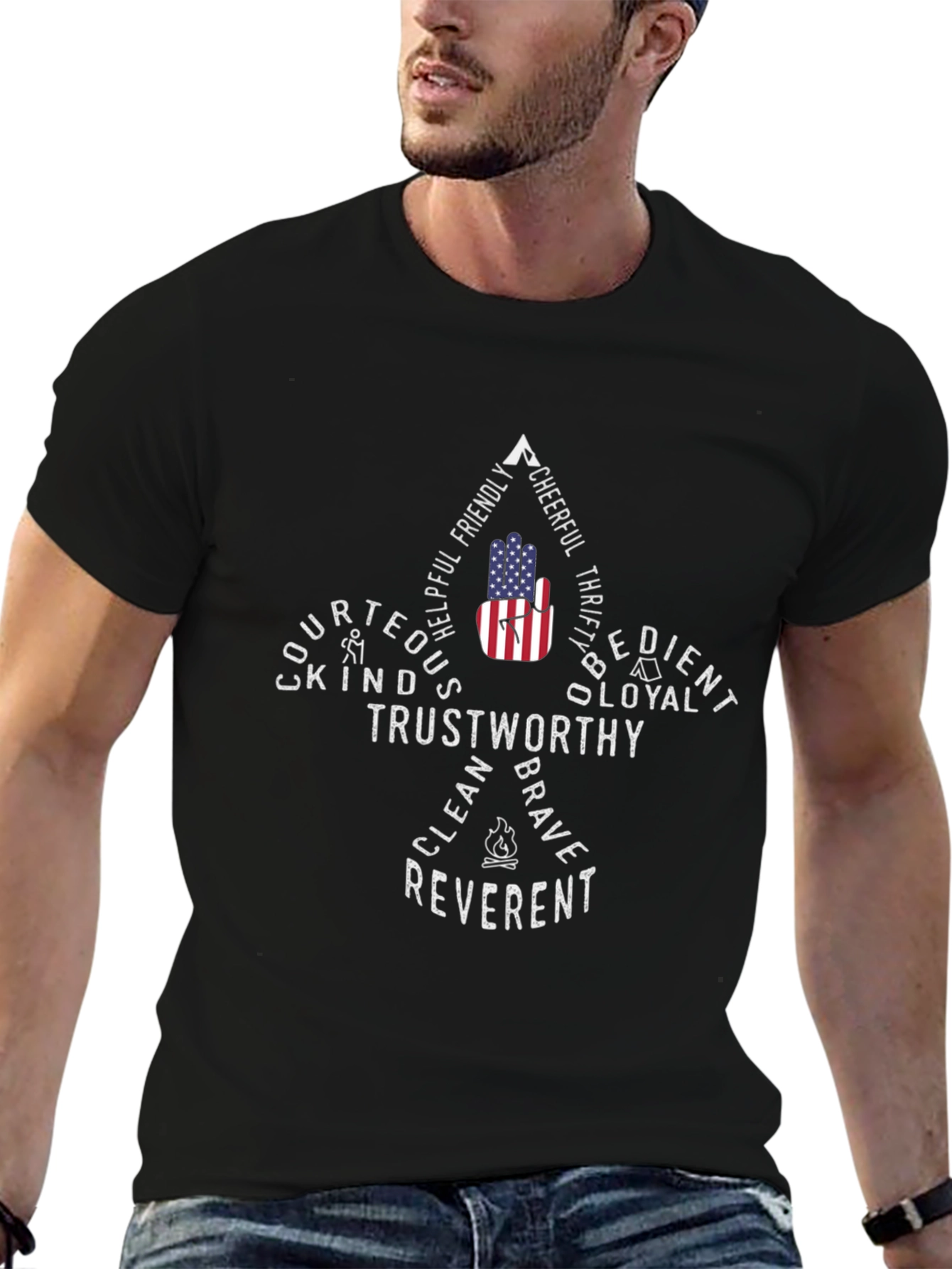 Boy Scout Values Graphic T-Shirt - Black