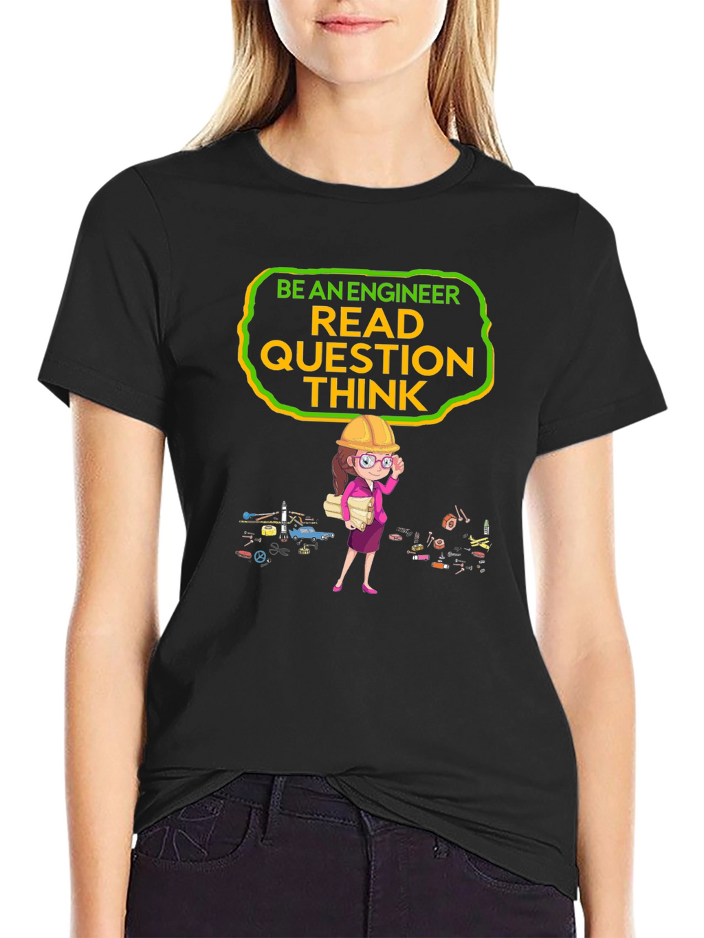Engineer T-Shirt: Read Question Think - Black Tee