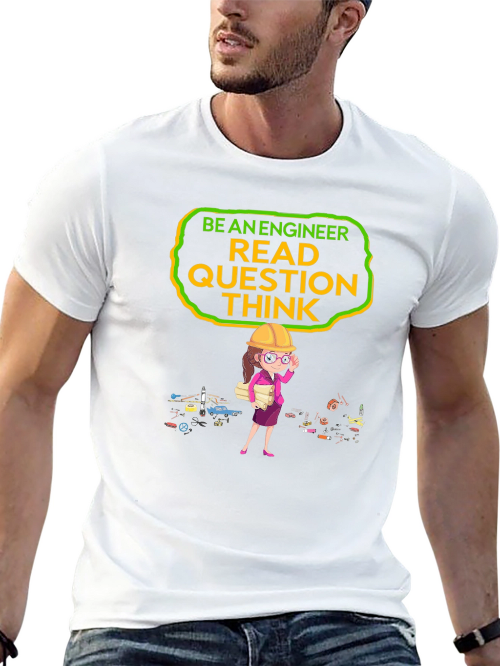 Engineer T-Shirt: Read Question Think - Black Tee