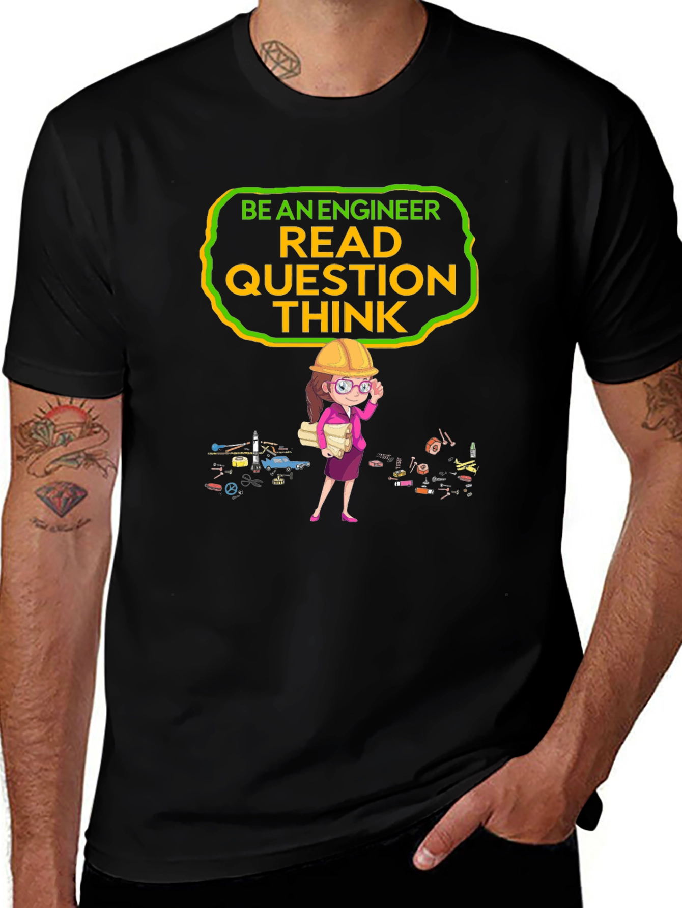 Engineer T-Shirt: Read Question Think - Black Tee