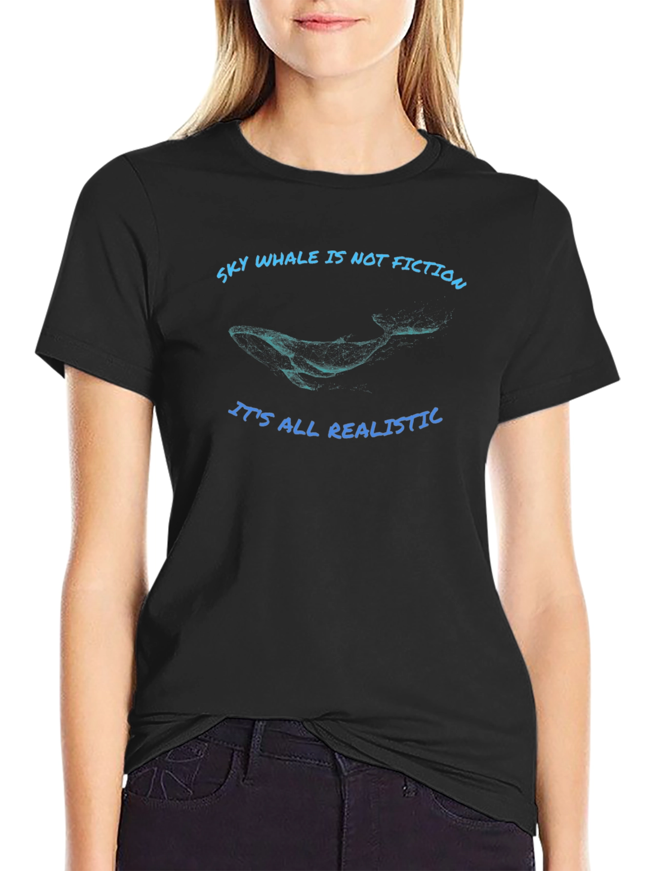 Sky Whale T-Shirt - Realistic Whale Design