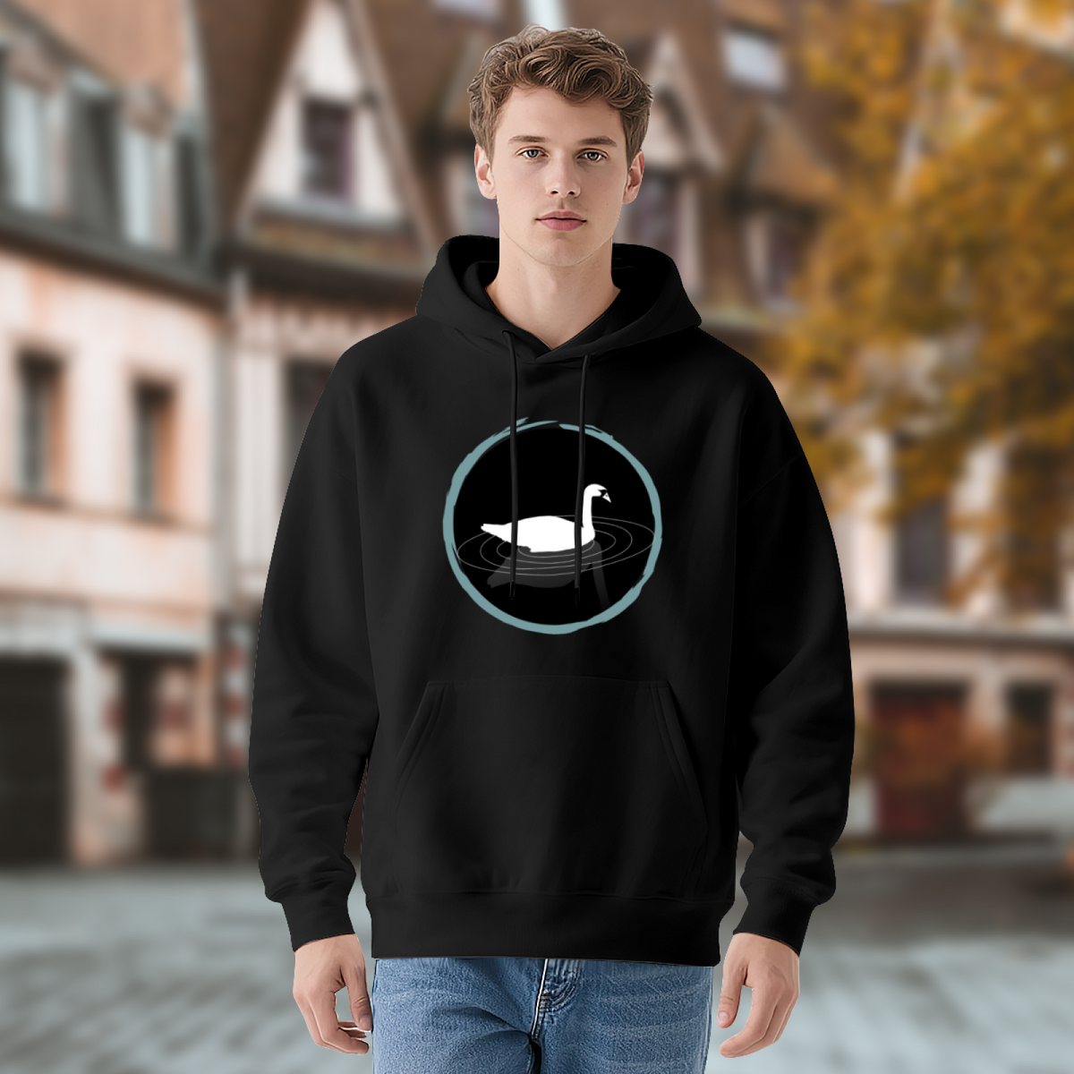 Blue Circle Hoodie - Geometric Art Graphic Sweatshirt for Modern Design Lovers