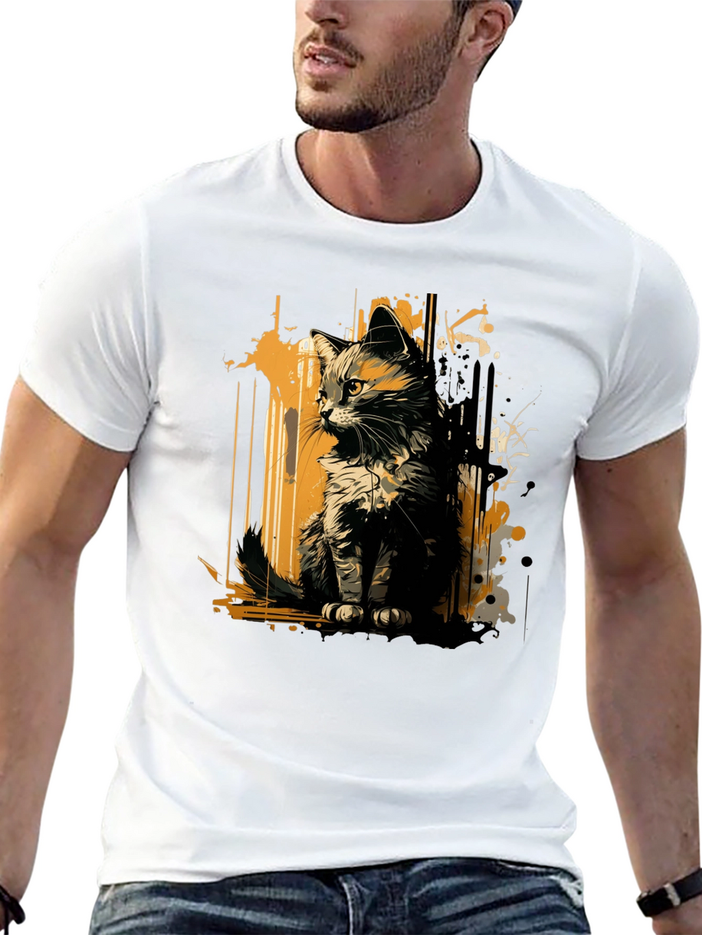 Abstract Cat Graphic Tee