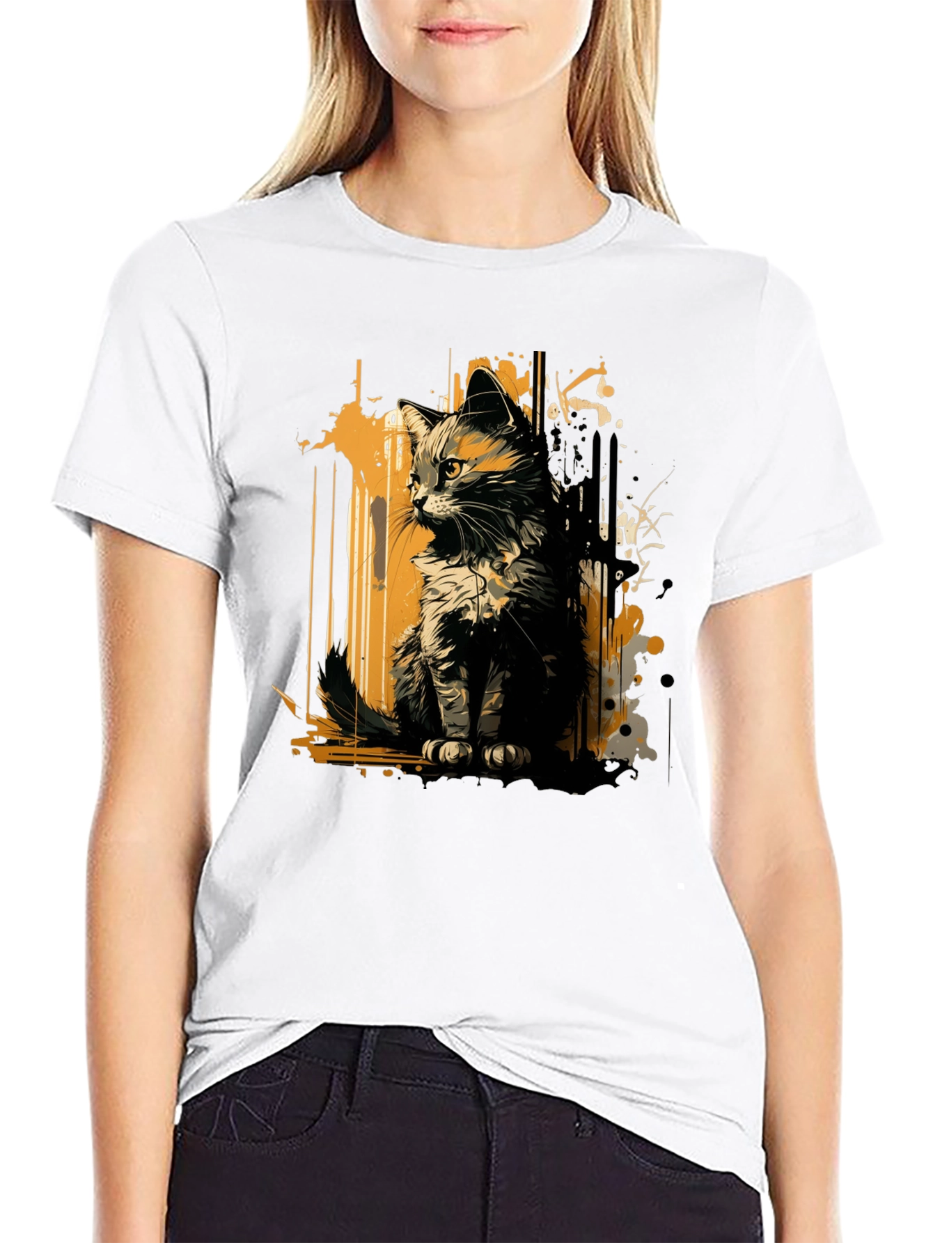 Abstract Cat Graphic Tee