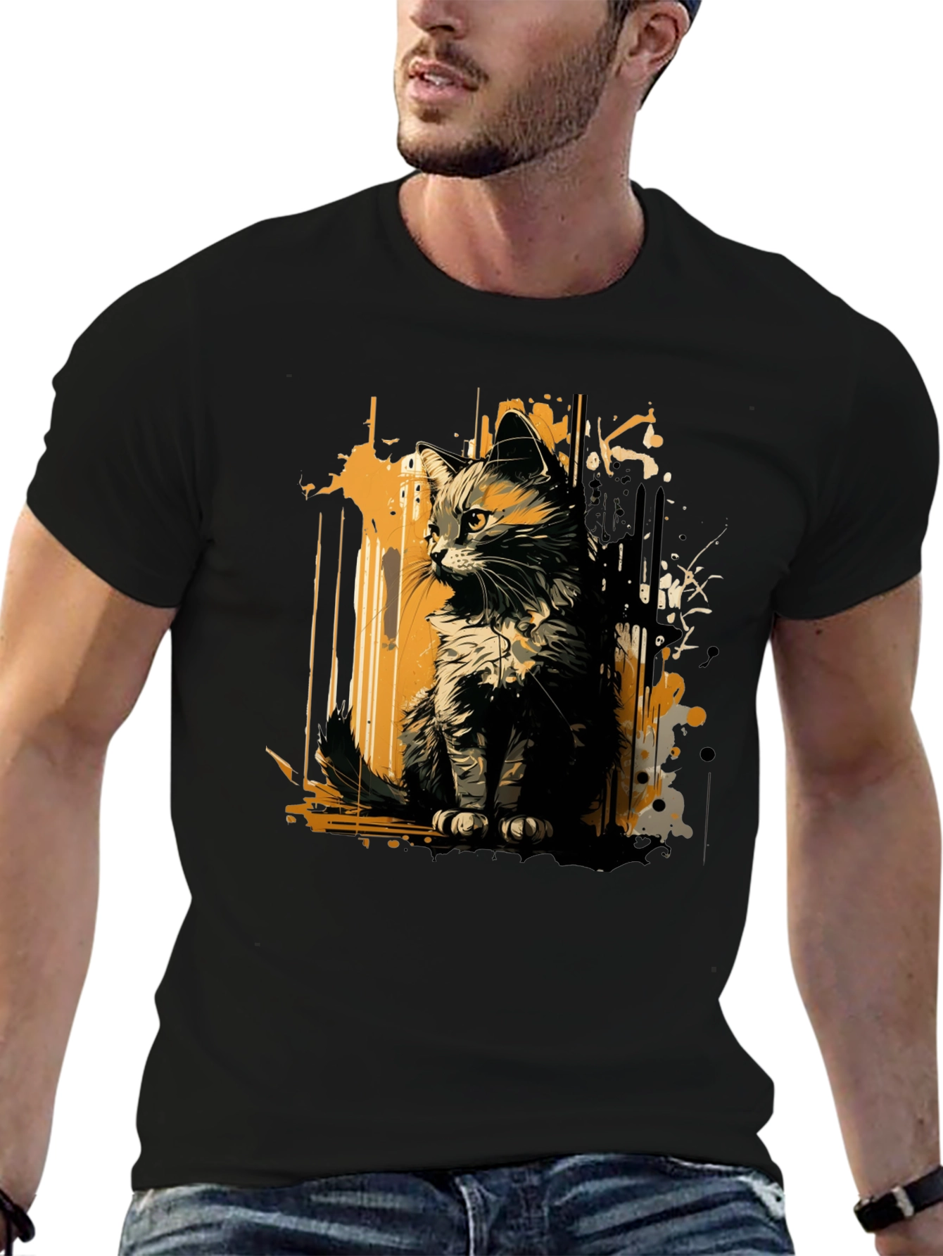 Abstract Cat Graphic Tee