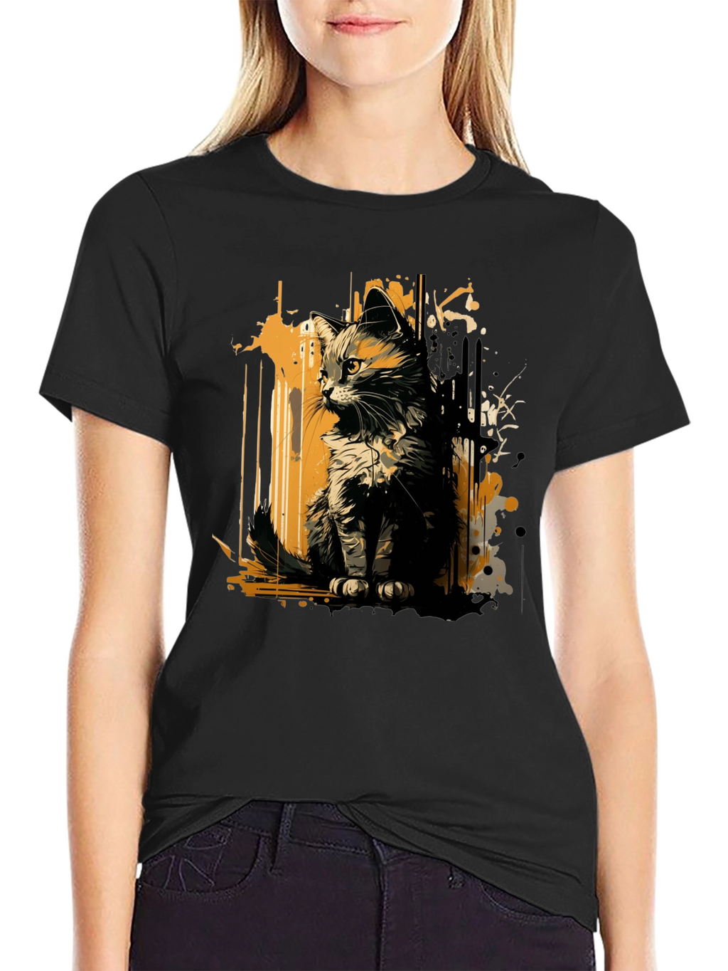 Abstract Cat Graphic Tee