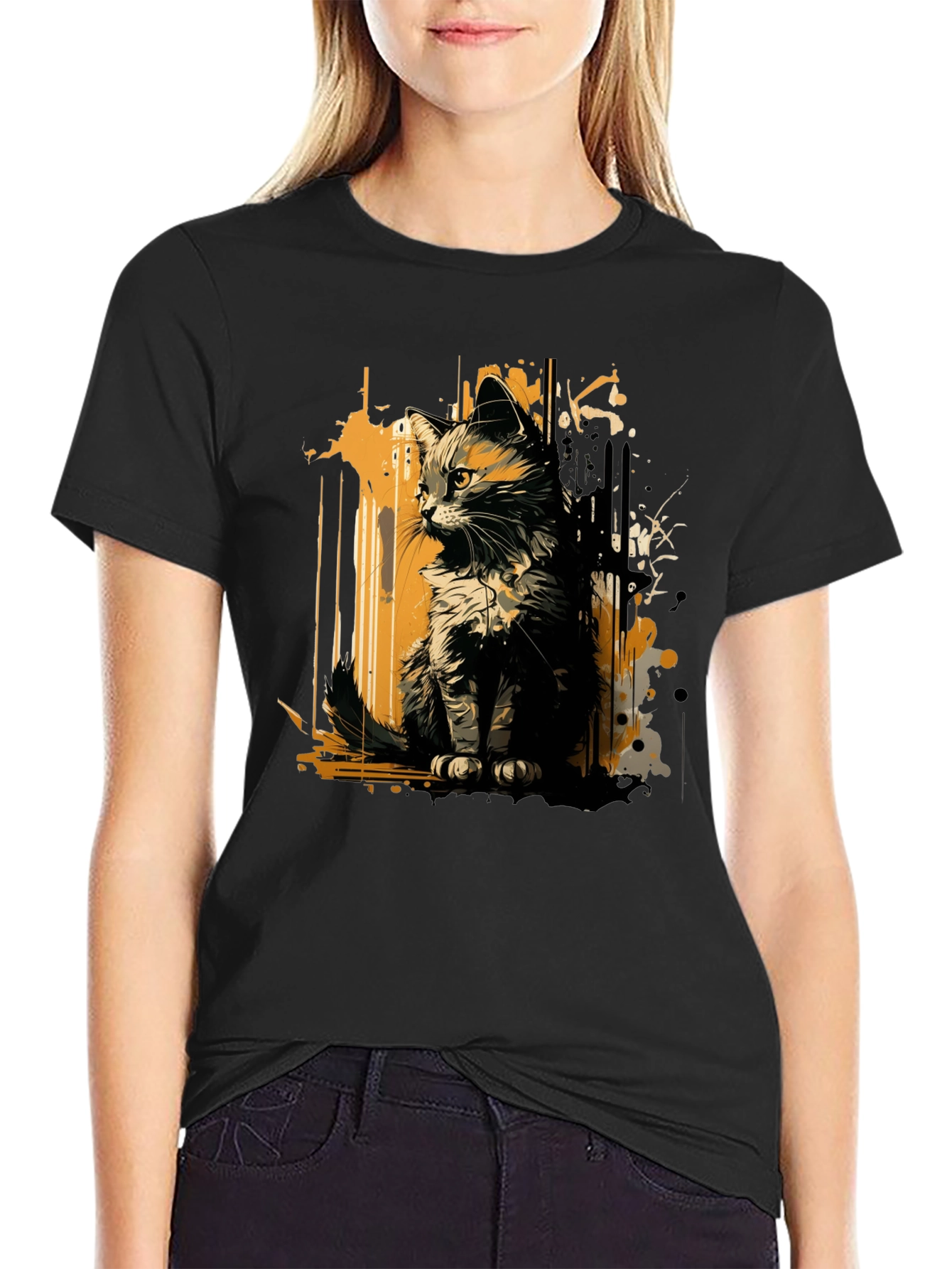 Abstract Cat Graphic Tee