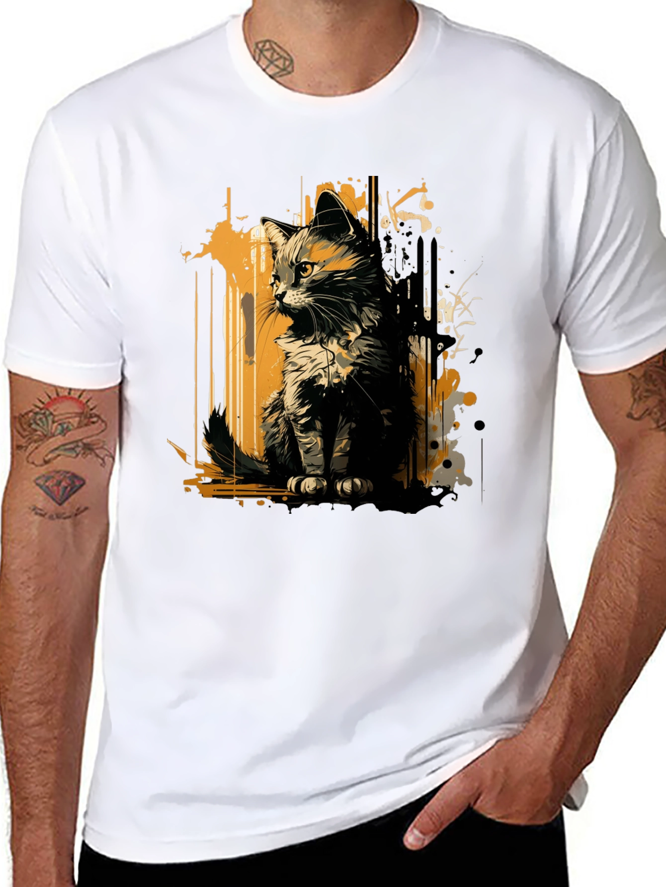 Abstract Cat Graphic Tee