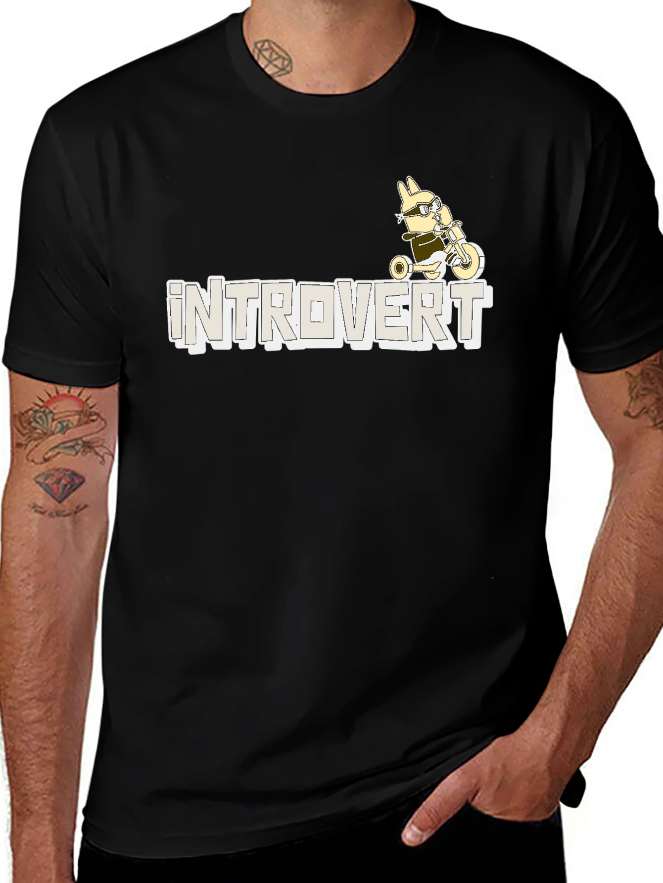 Introvert T-Shirt - Bunny on Tricycle Graphic Tee