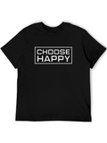 Choose Happy Graphic Tee - Black Cotton T-Shirt