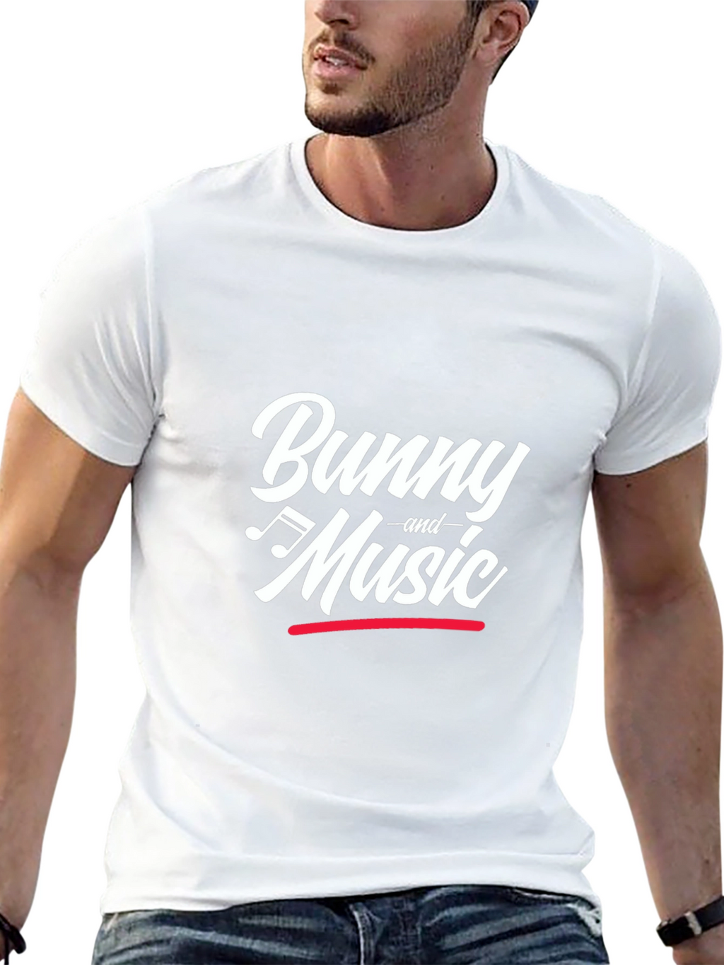 Bunny and Music Black Graphic T-Shirt