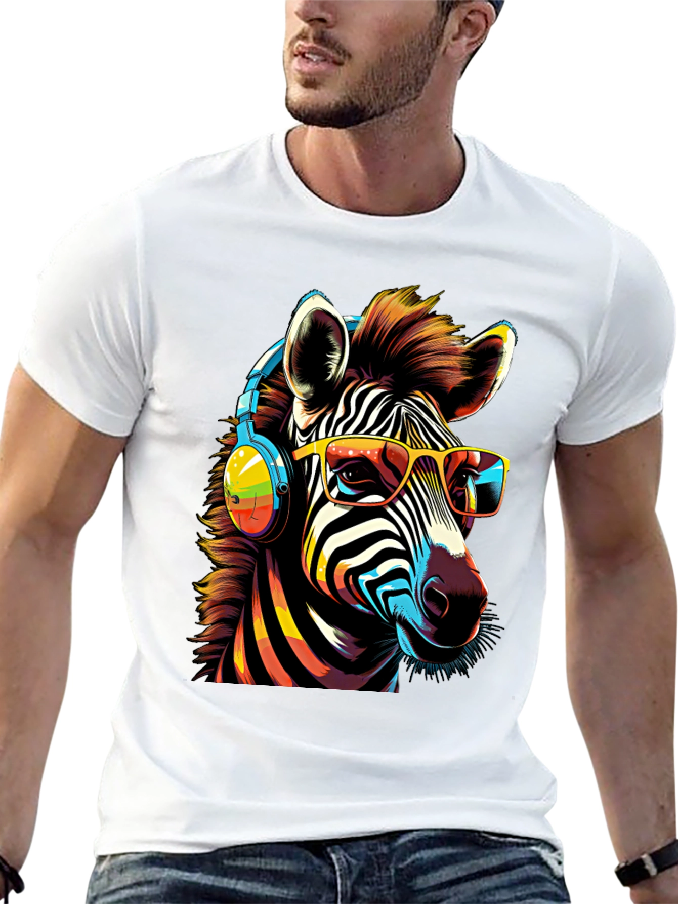 Cool Zebra Graphic Tee - Music Lover Style