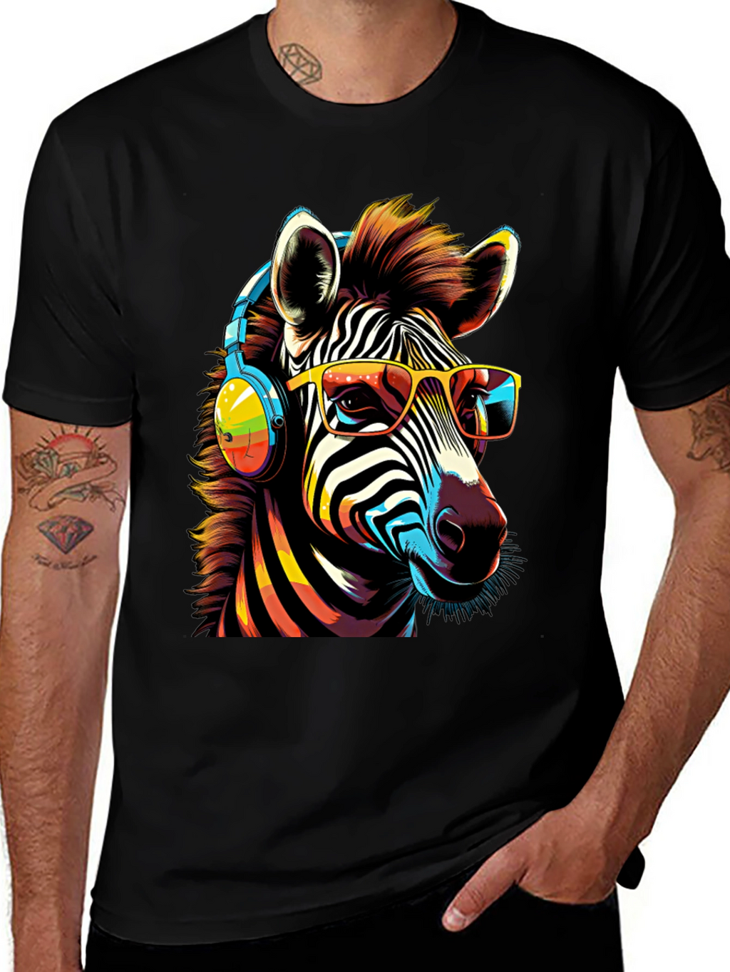 Cool Zebra Graphic Tee - Music Lover Style