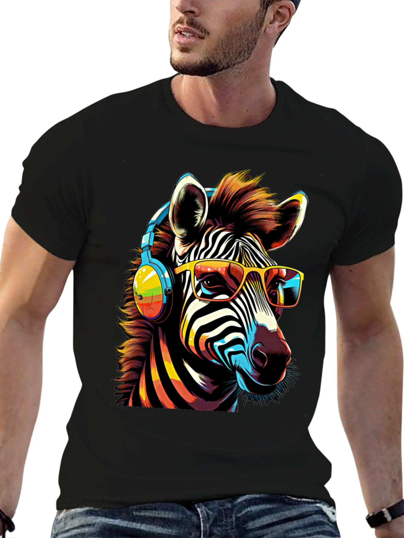 Cool Zebra Graphic Tee - Music Lover Style