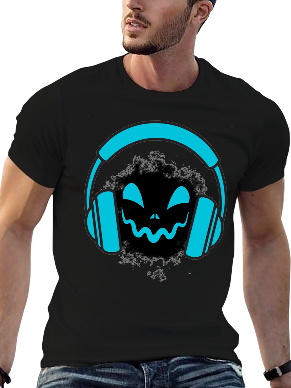 DJ Headphone Halloween Black T-Shirt
