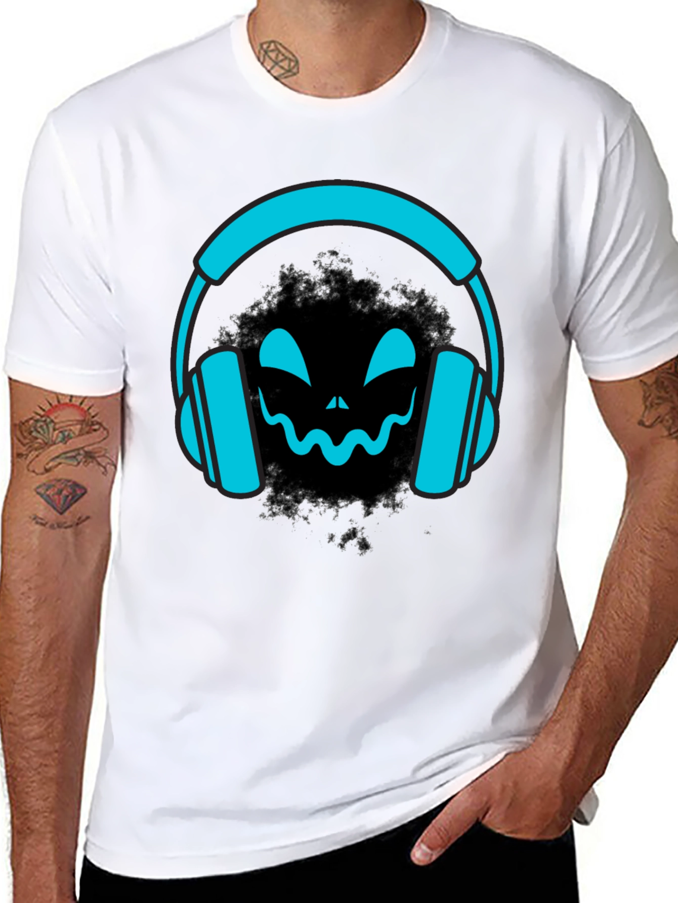 DJ Headphone Halloween Black T-Shirt