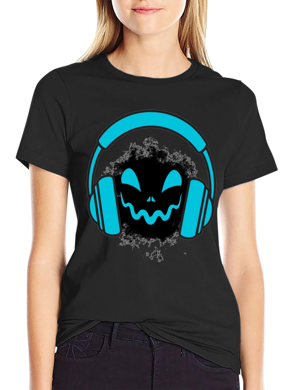 DJ Headphone Halloween Black T-Shirt