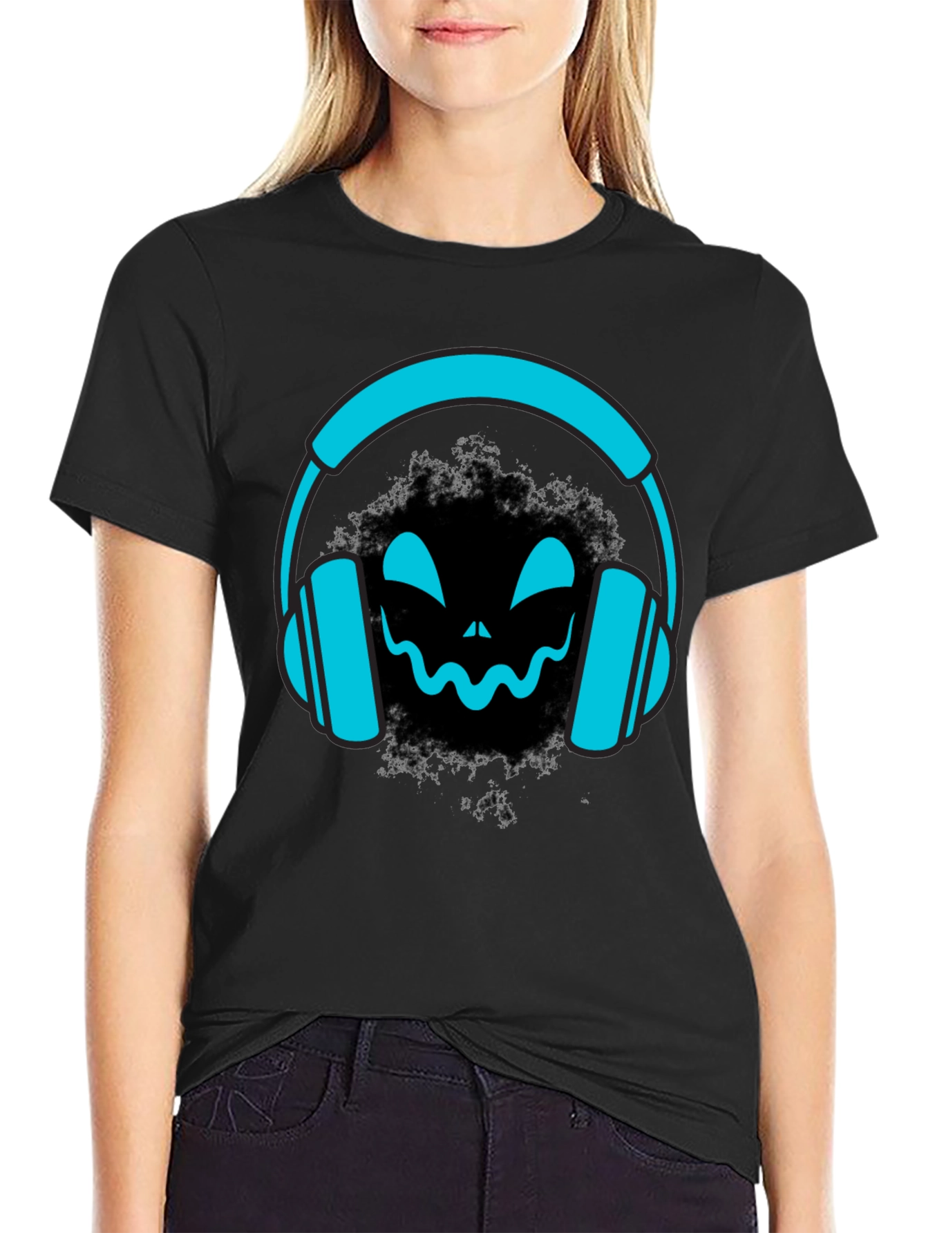 DJ Headphone Halloween Black T-Shirt
