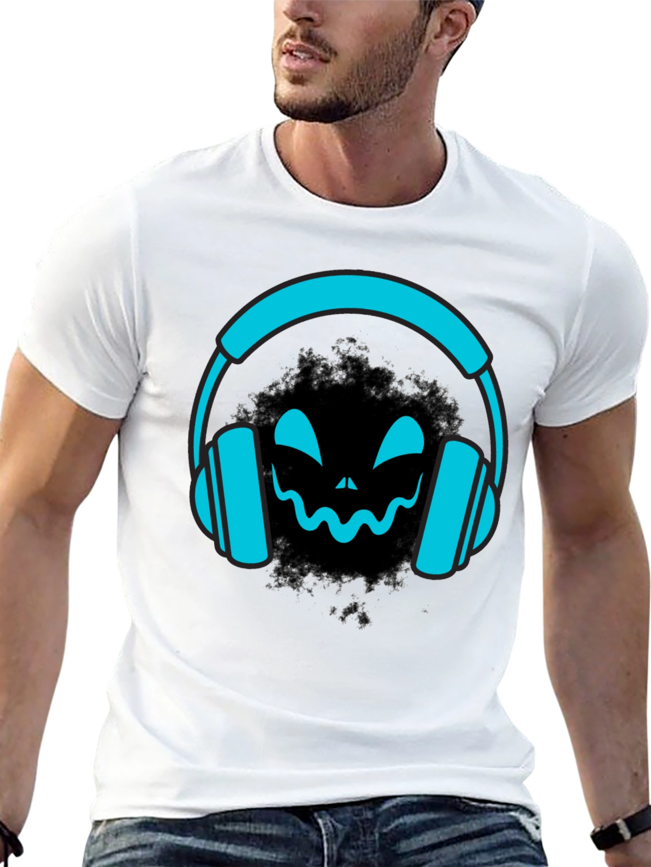 DJ Headphone Halloween Black T-Shirt