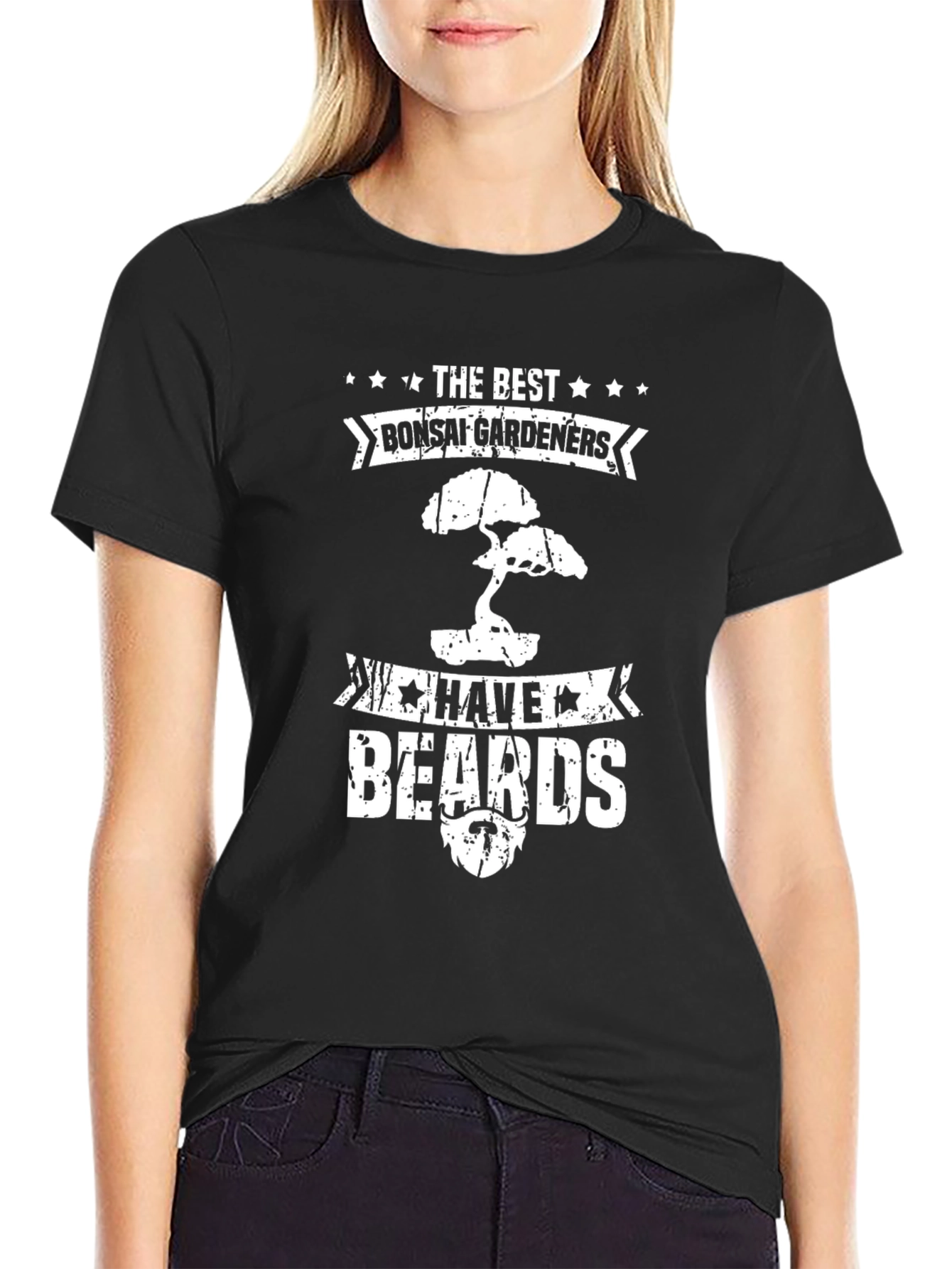 Bonsai Gardeners with Beards Black Graphic T-Shirt