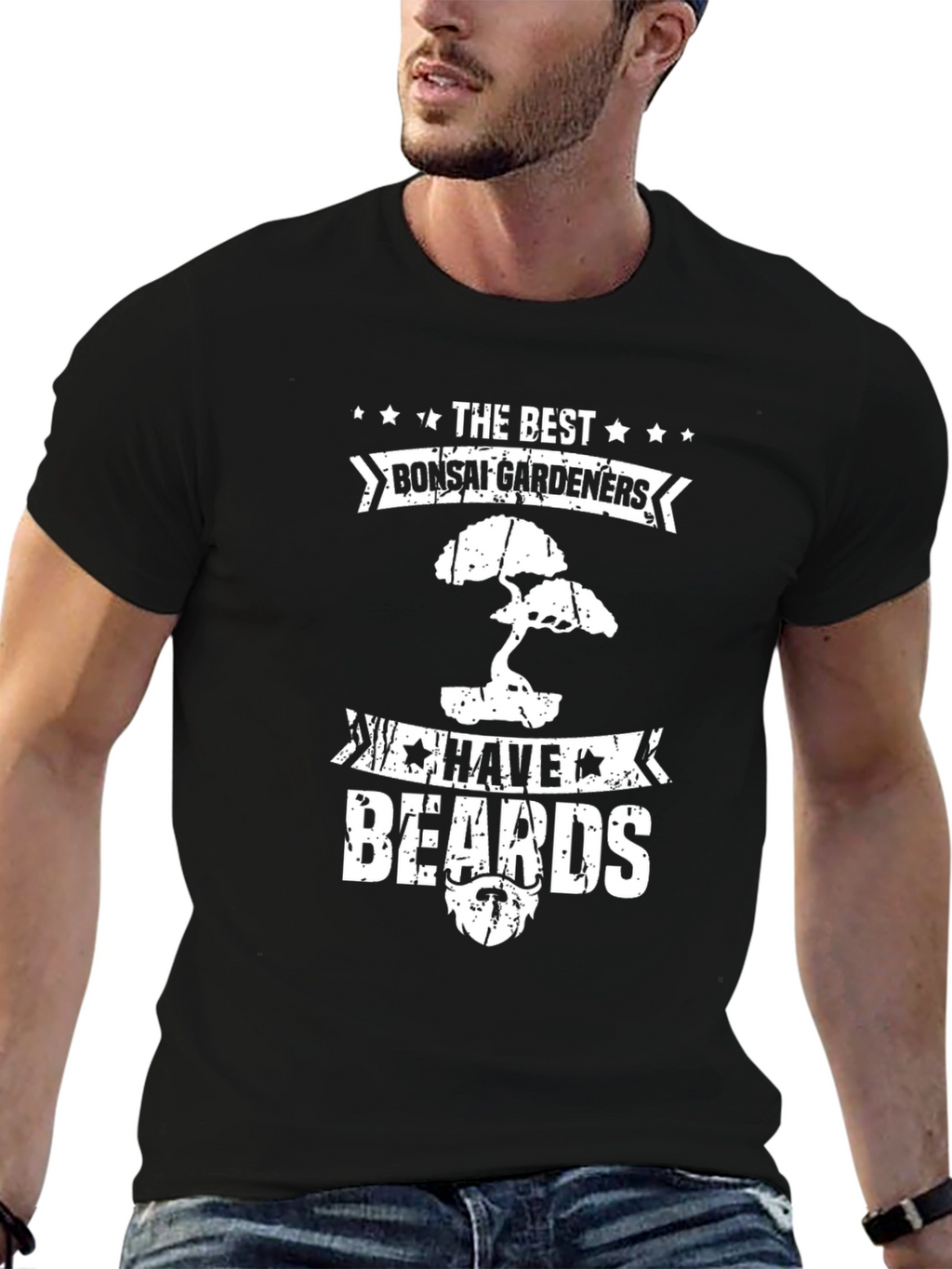 Bonsai Gardeners with Beards Black Graphic T-Shirt