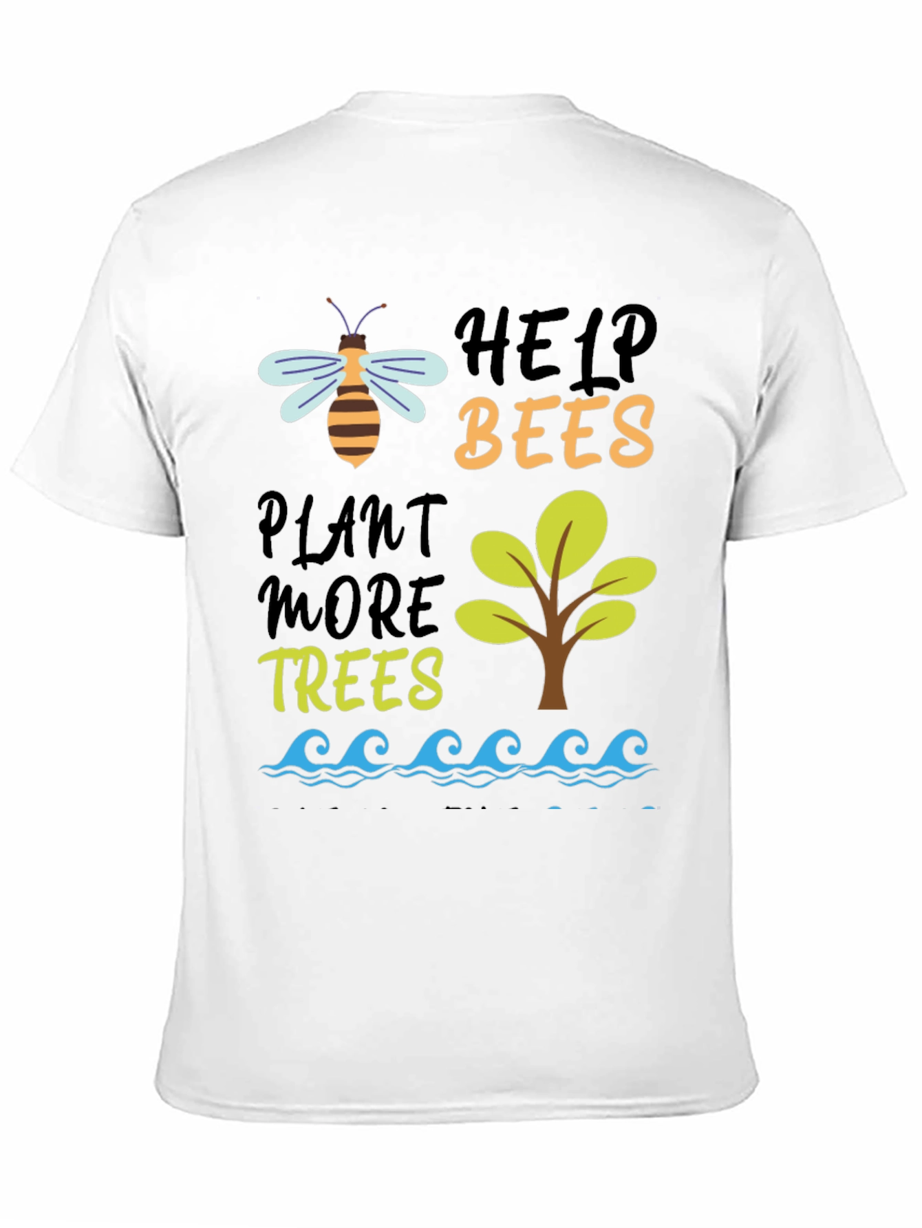 Help Bees Plant Trees Black T-Shirt