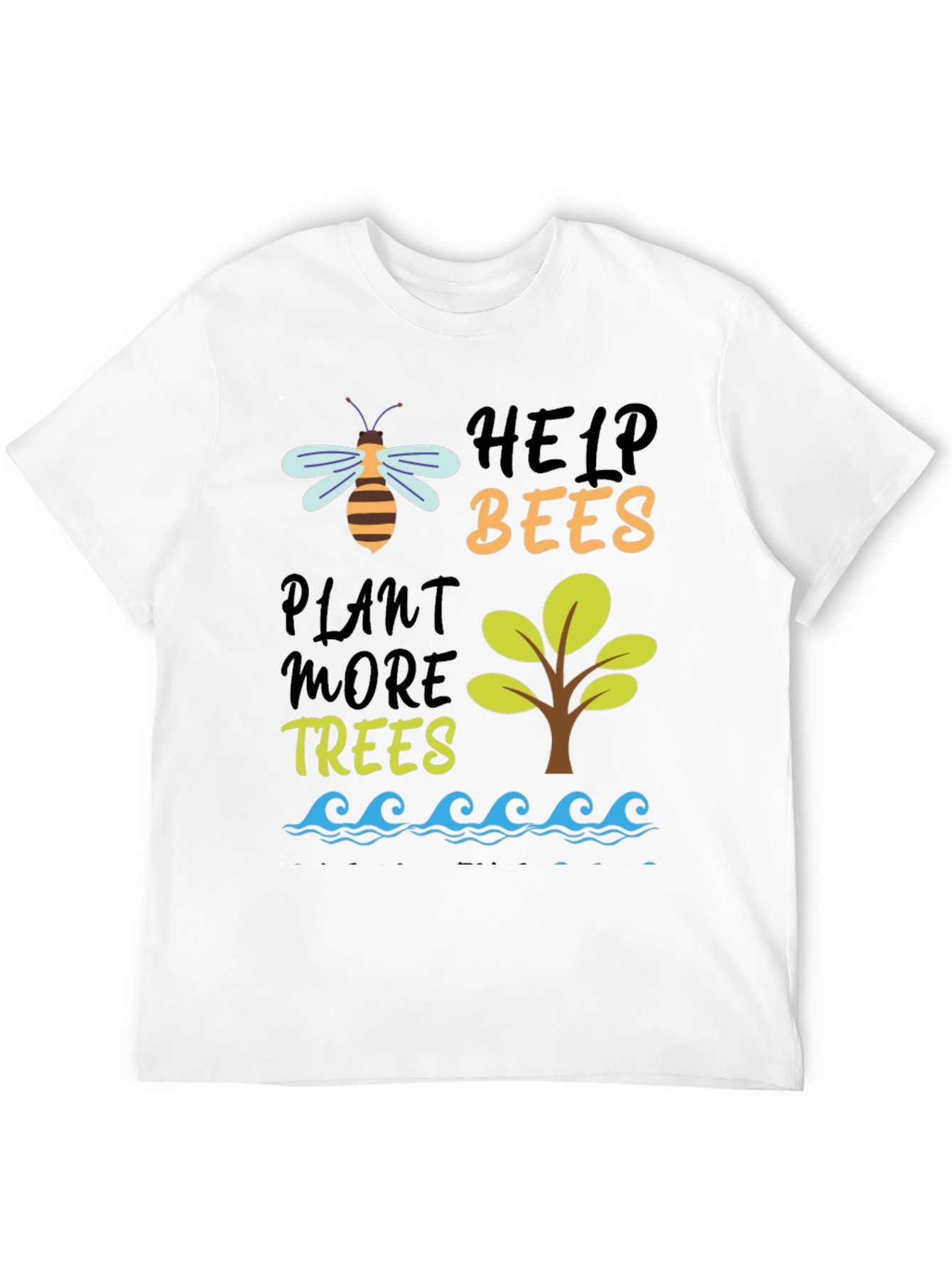 Help Bees Plant Trees Black T-Shirt