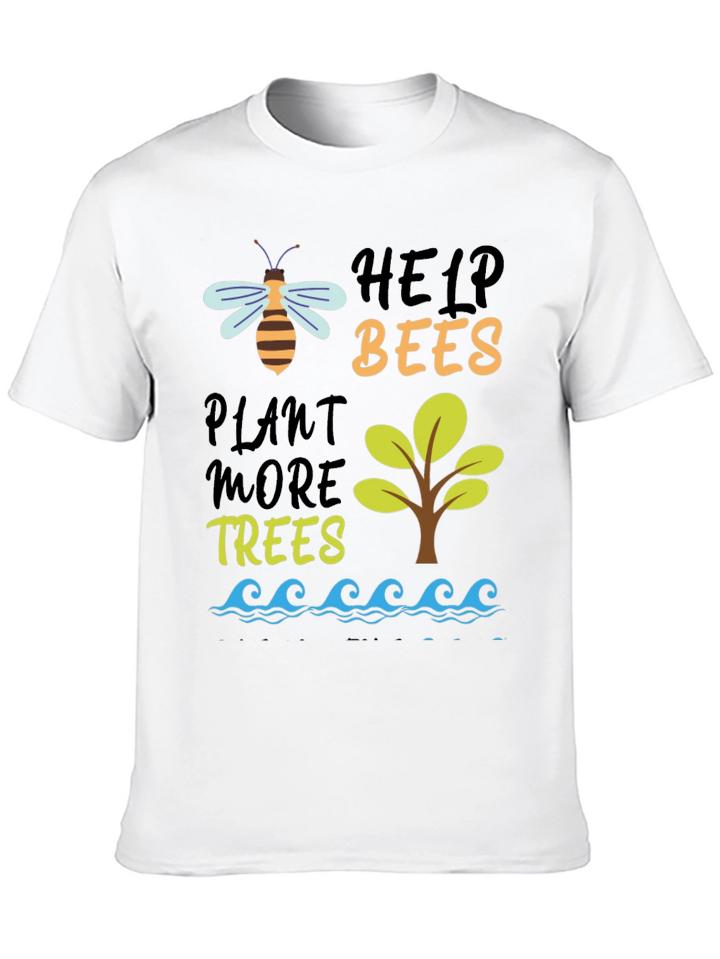Help Bees Plant Trees Black T-Shirt